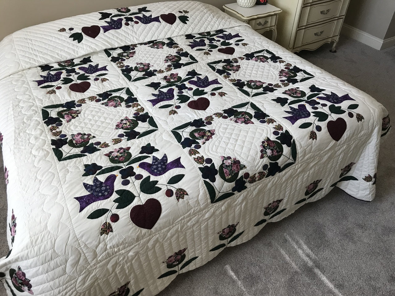 Songbirds in Garden Floral Applique