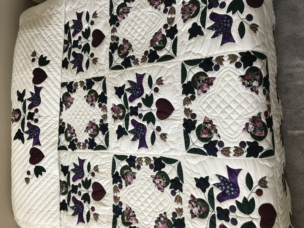 Songbirds in Garden Floral Applique