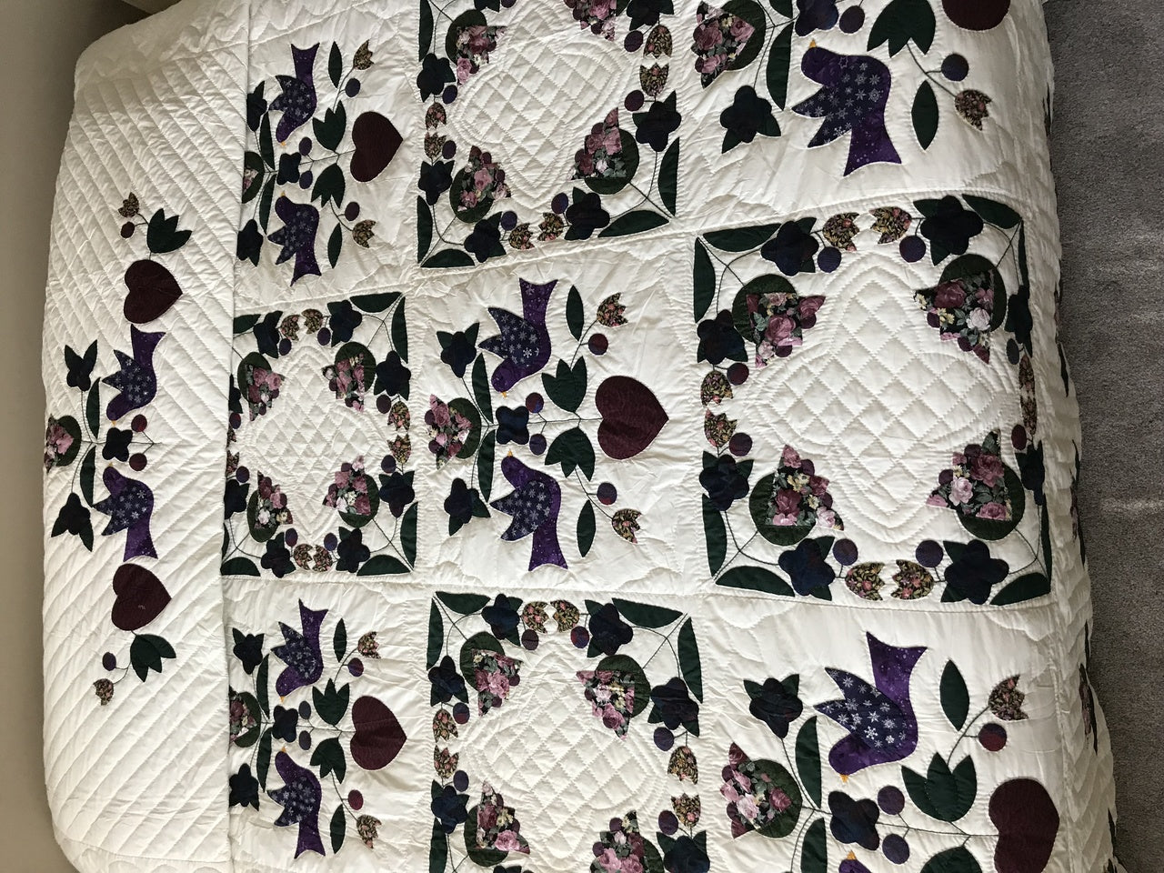 Songbirds in Garden Floral Applique
