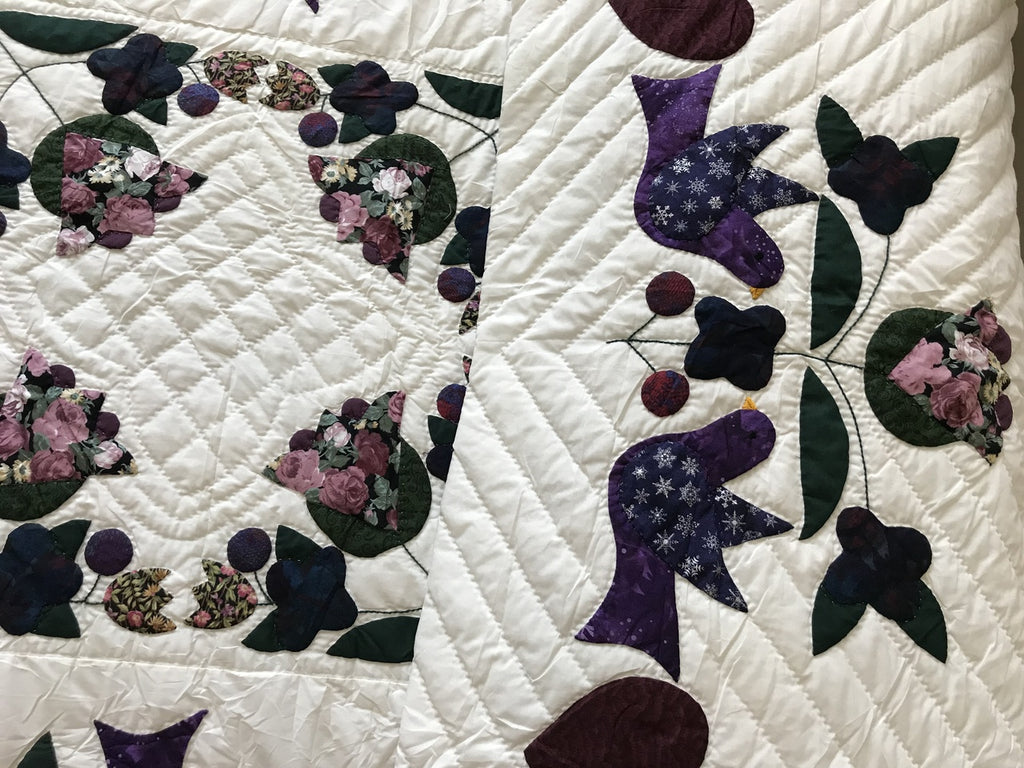 Songbirds in Garden Floral Applique