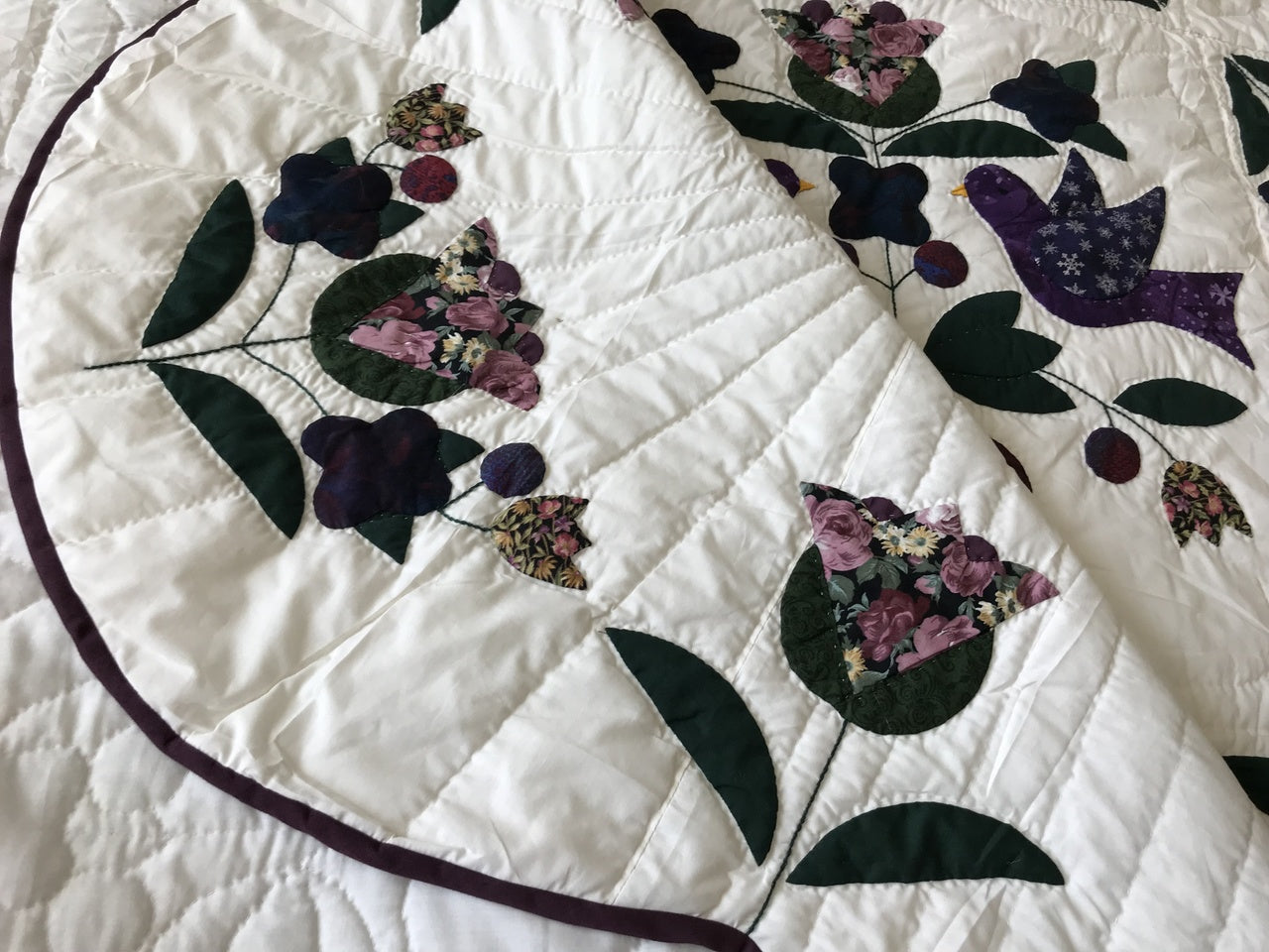 Songbirds in Garden Floral Applique