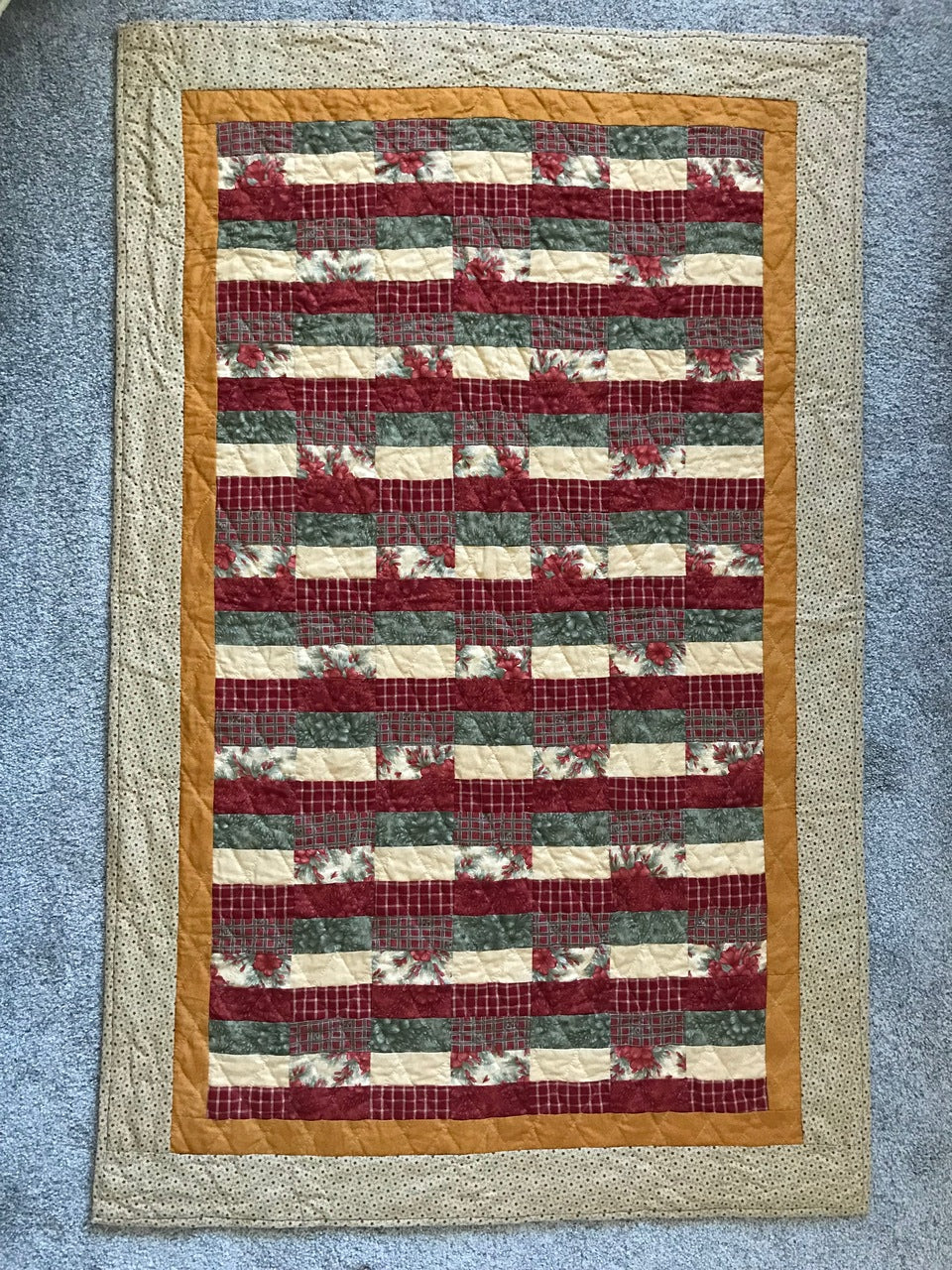 Rail Fence Roman Stripe Hand Quilted Quilt Wall Hanging