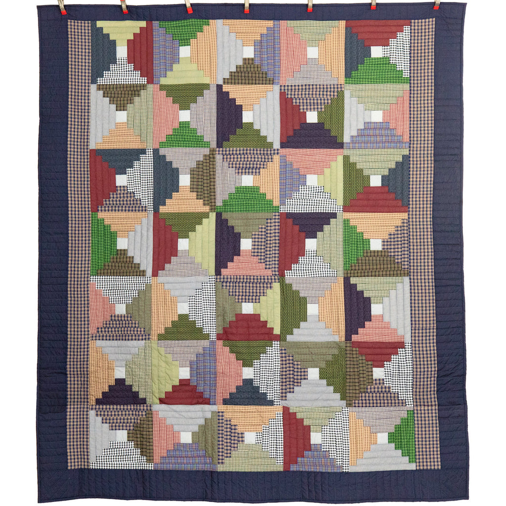 Homespun Gingham Log Cabin Patchwork