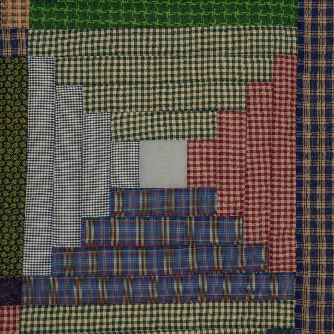 Homespun Gingham Log Cabin Patchwork