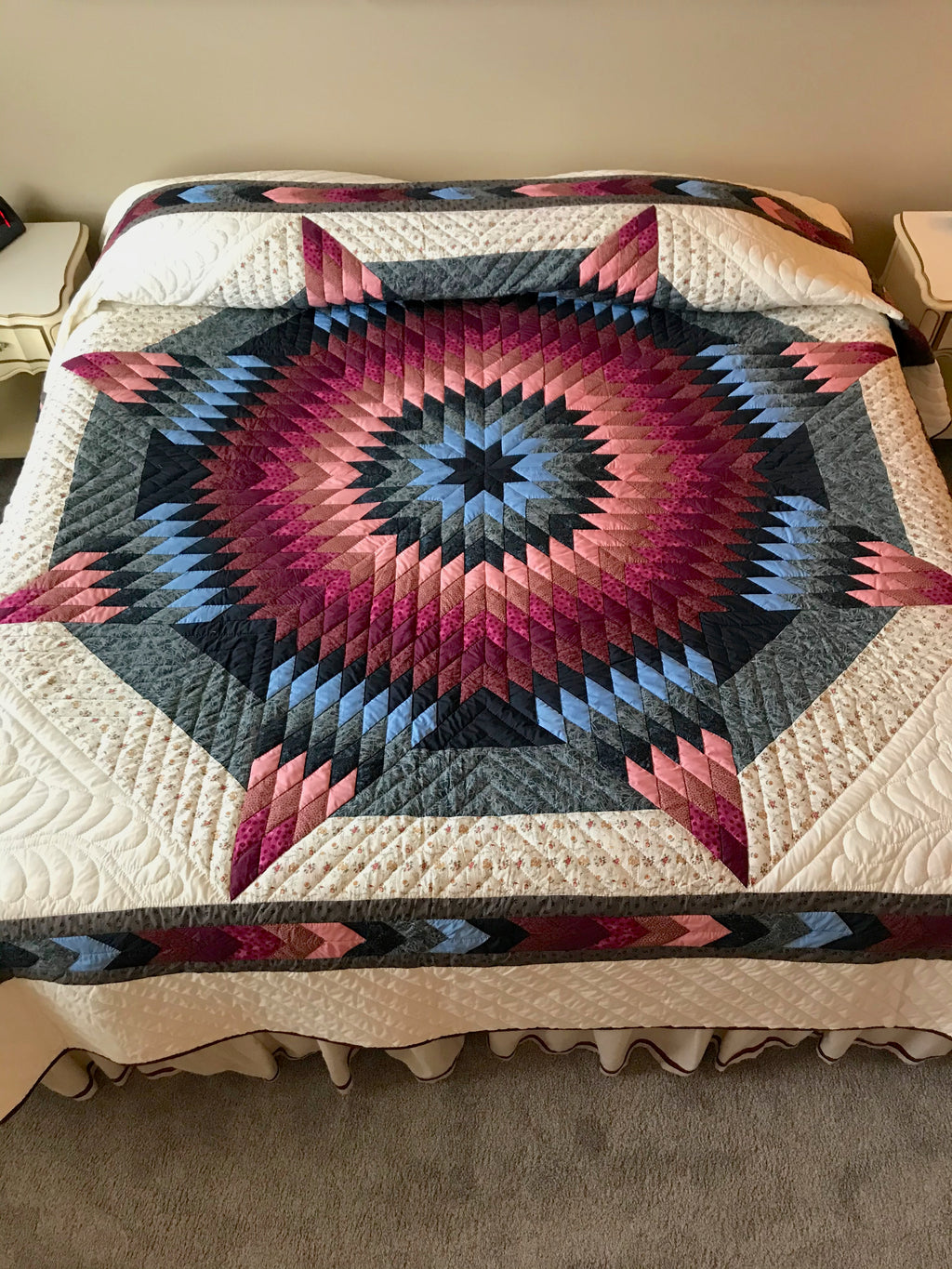 Country Lone Star Patchwork King Amish Quilt 105x115