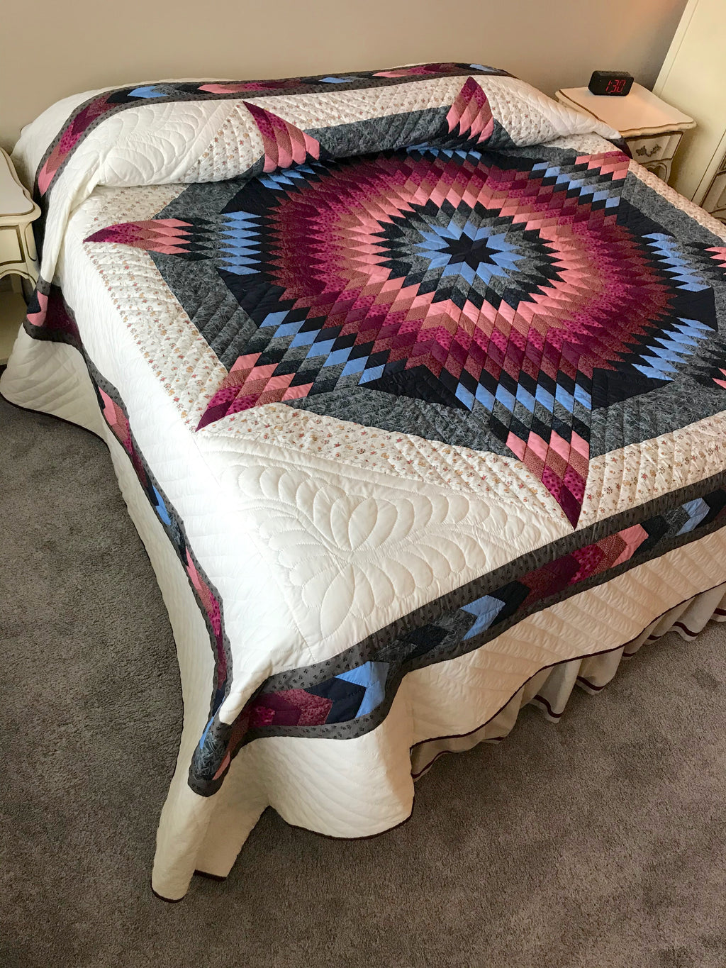 Country Lone Star Patchwork King Amish Quilt 105x115