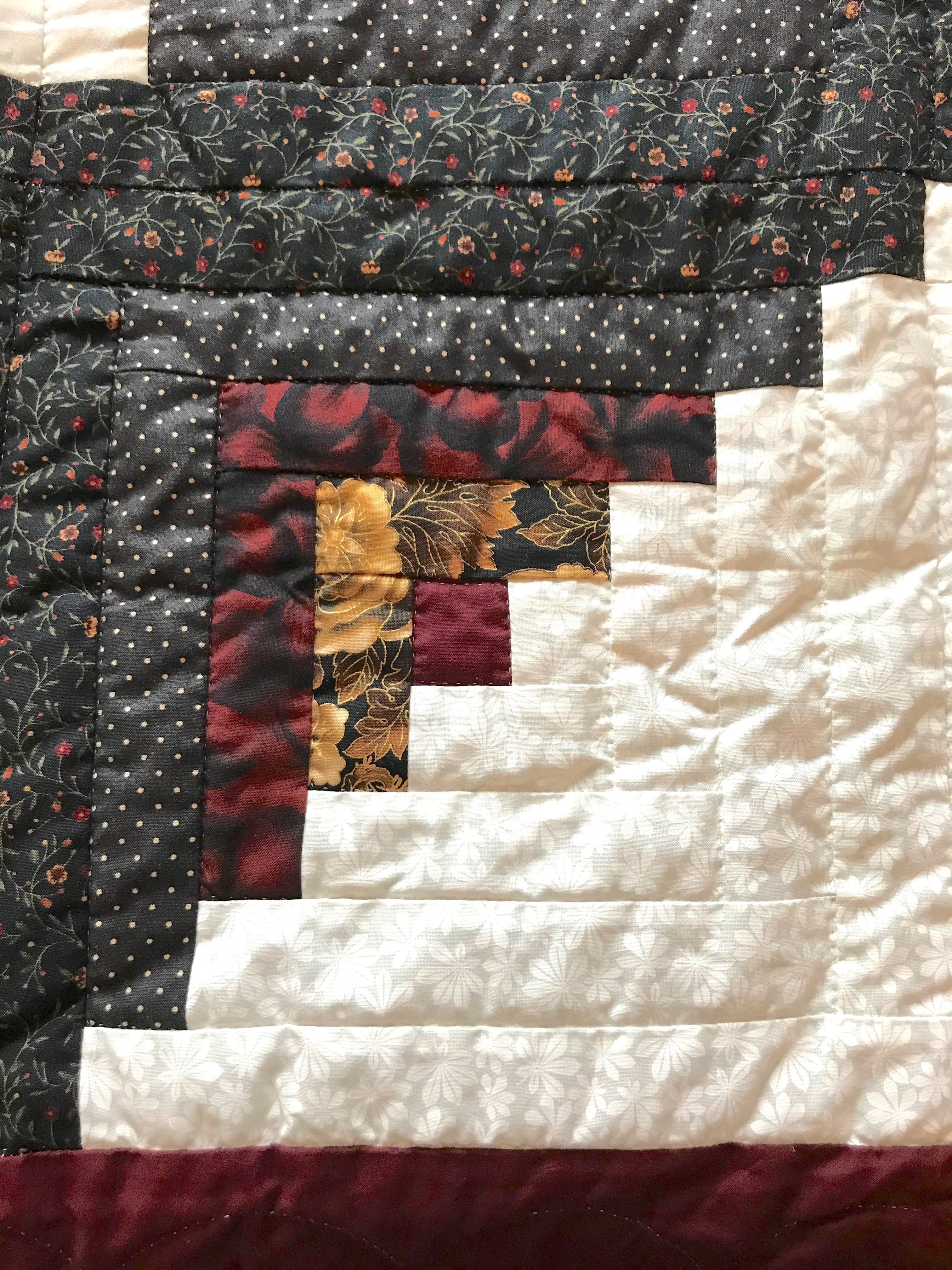 Spectacular Log Cabin Patchwork Amish Quilt 100x113