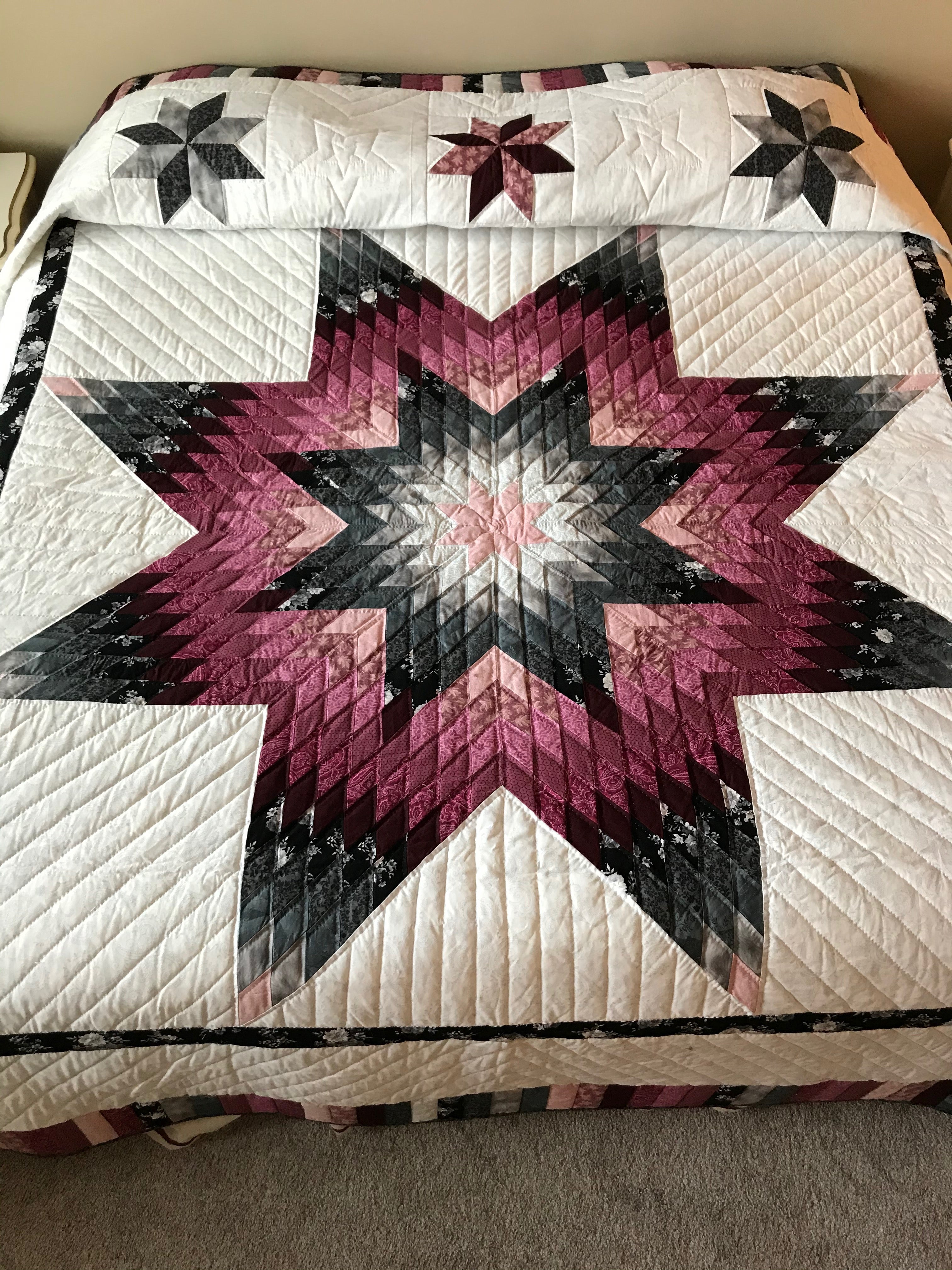 Gray Burgundy Lone Star Patchwork
