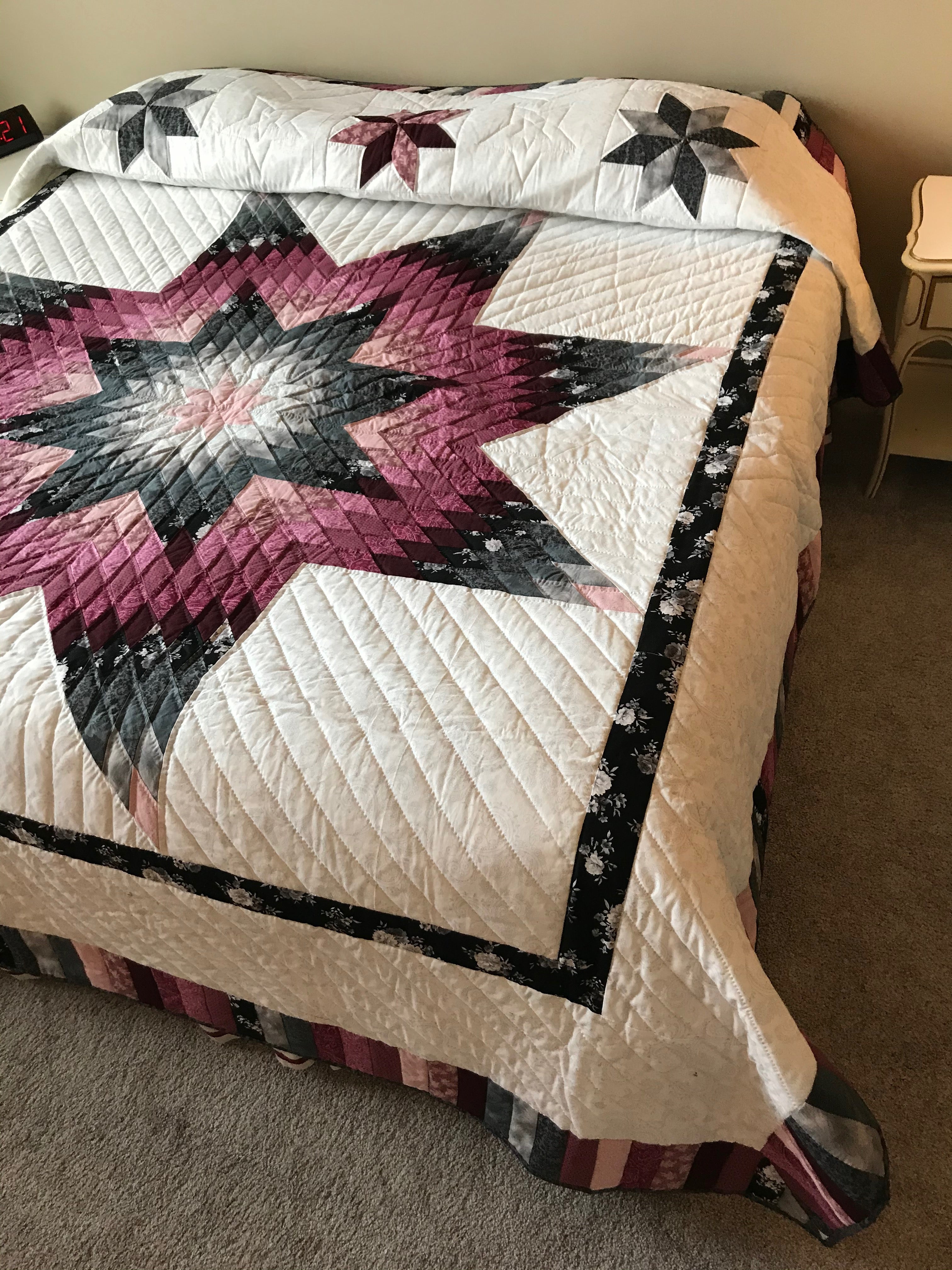 Gray Burgundy Lone Star Patchwork