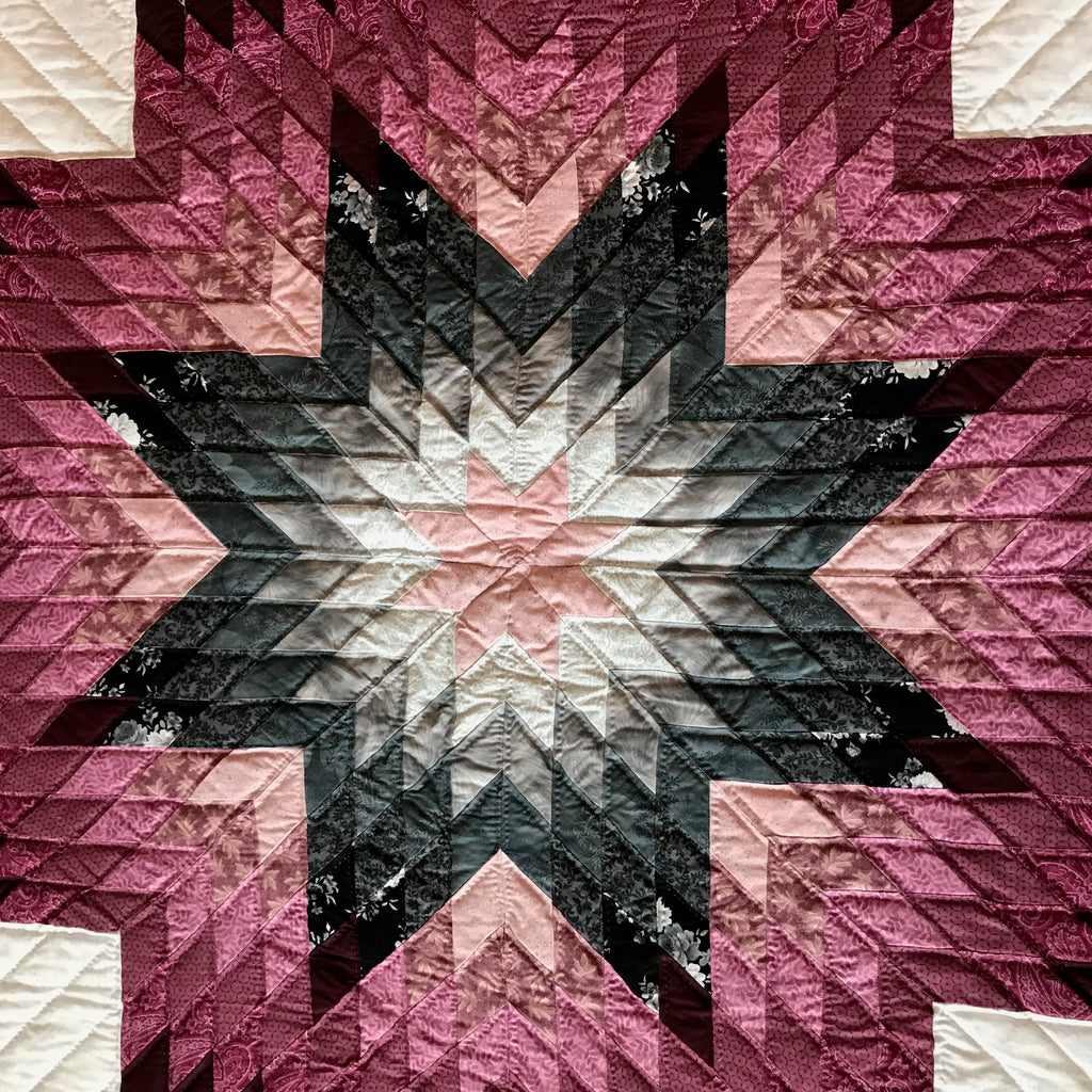 Gray Burgundy Lone Star Patchwork
