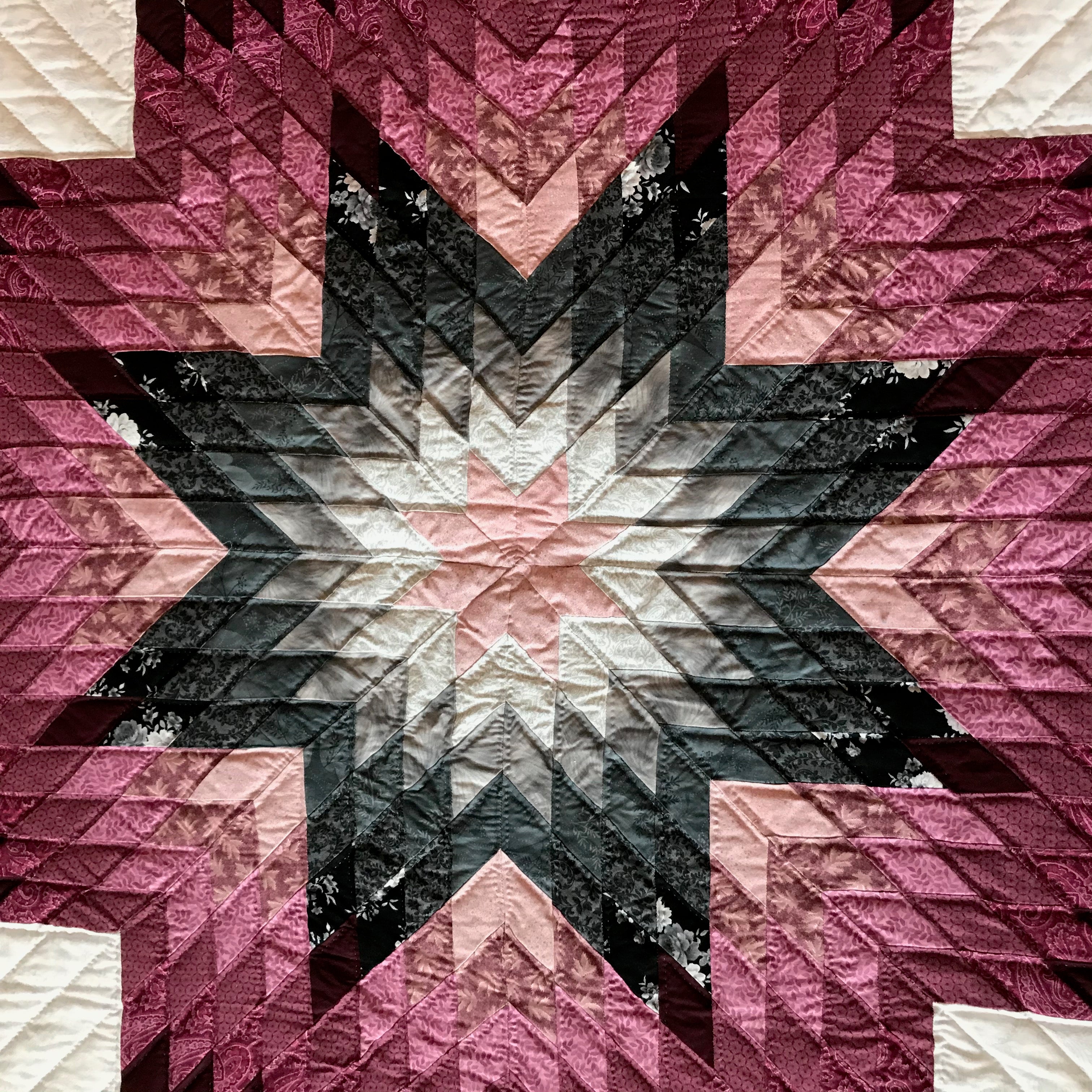 Gray Burgundy Lone Star Patchwork