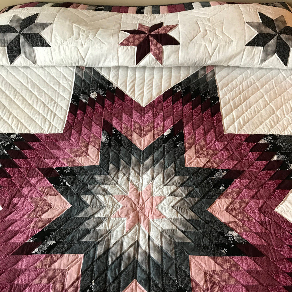 Gray Burgundy Lone Star Patchwork