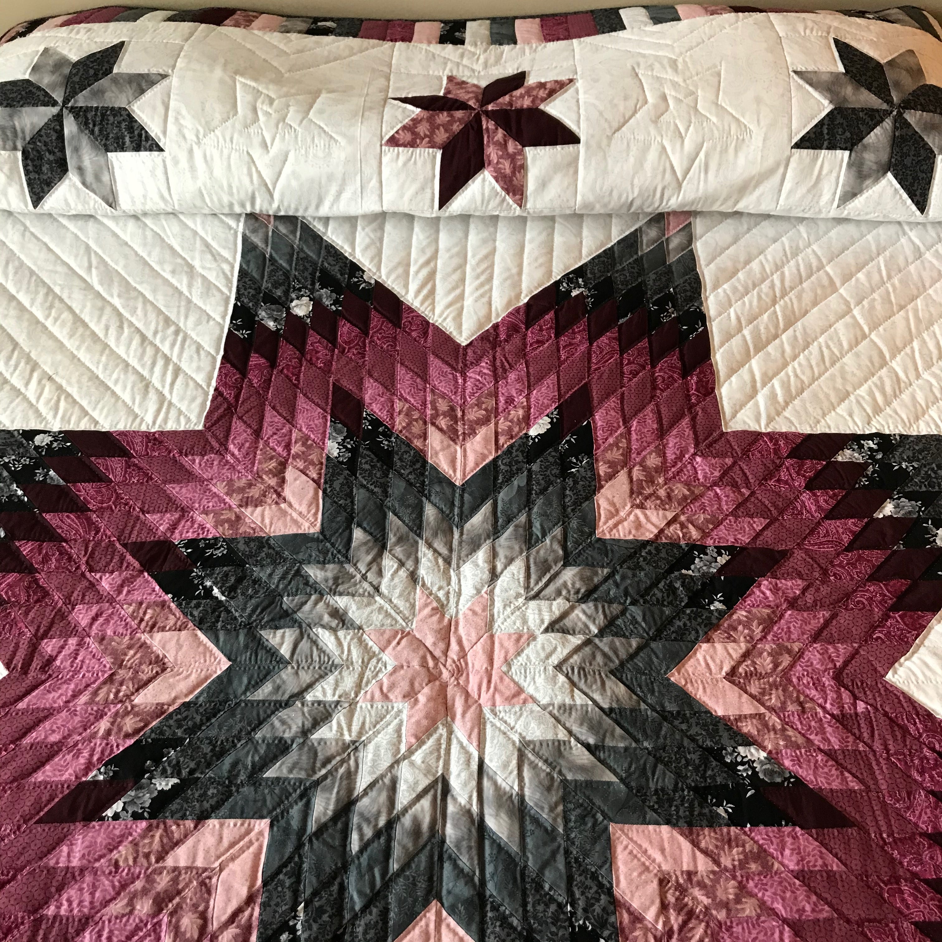 Gray Burgundy Lone Star Patchwork