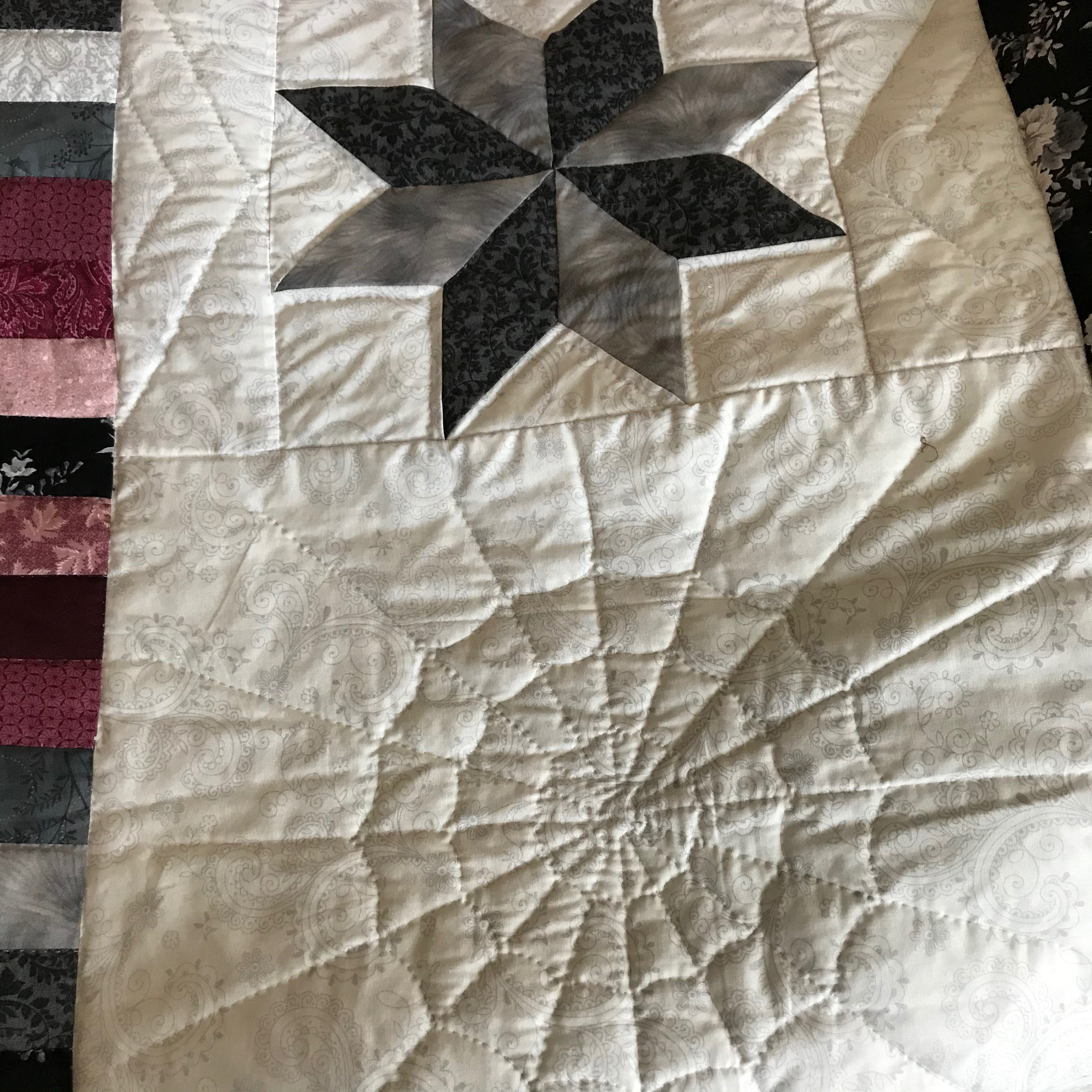 Gray Burgundy Lone Star Patchwork