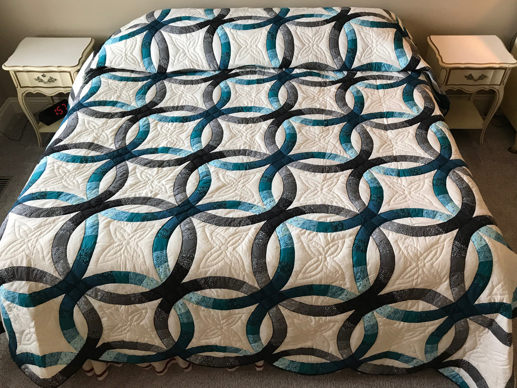 Teal Gray Wedding Ring Patchwork
