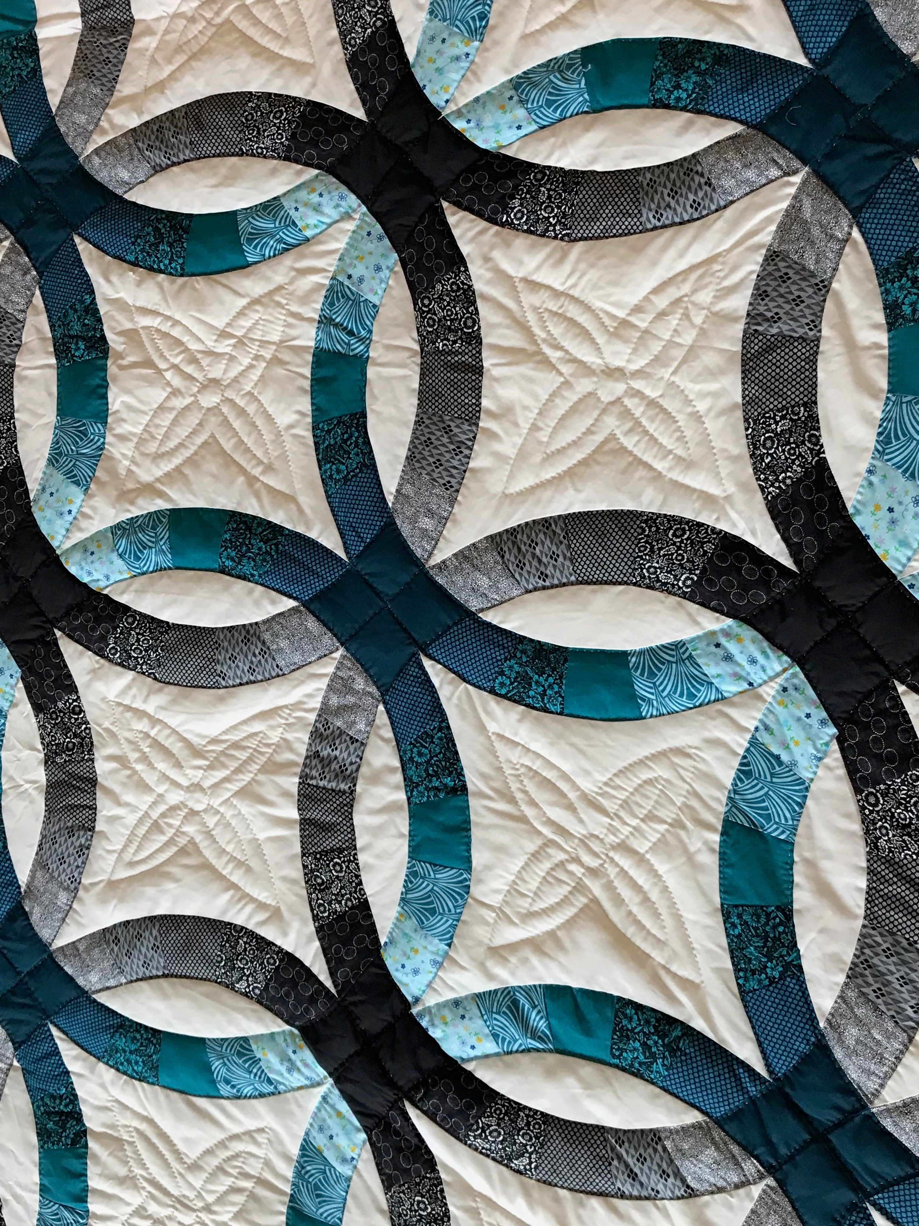 Teal Gray Wedding Ring Patchwork