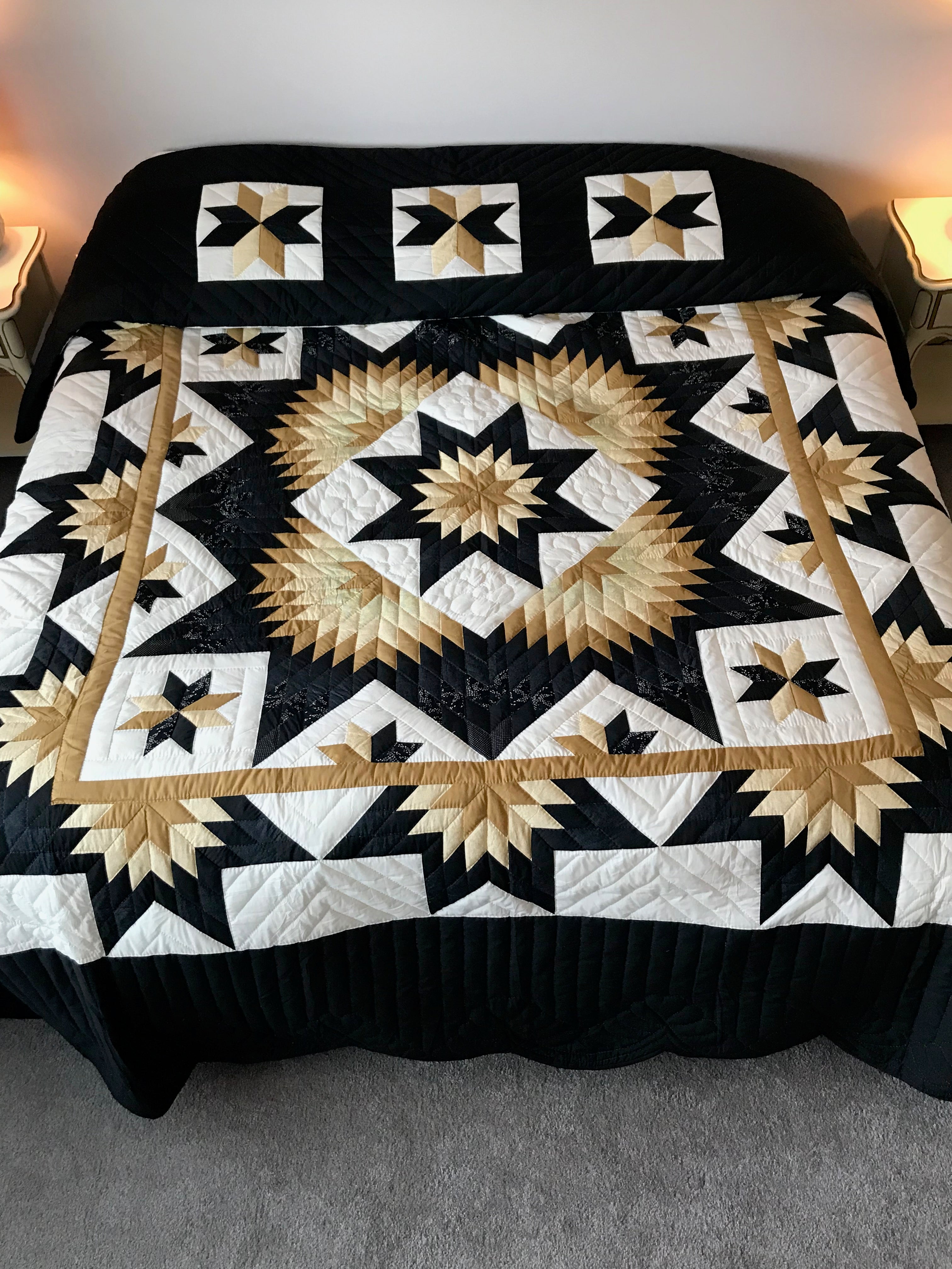 Rising Stars Patchwork Amish Quilt 108x118