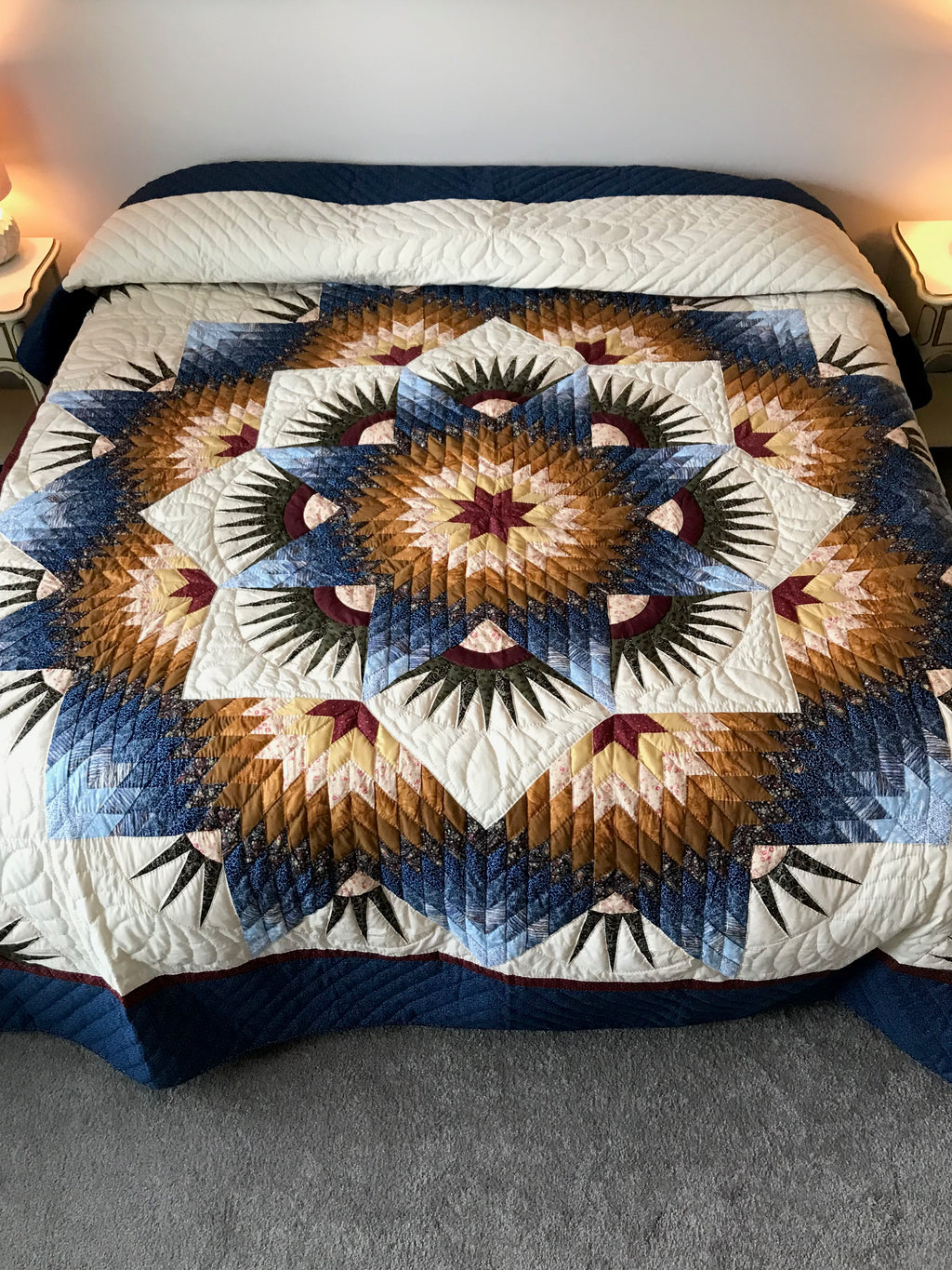 Broken Twinkling Star Amish Patchwork Quilt 99x113. V132.HMA