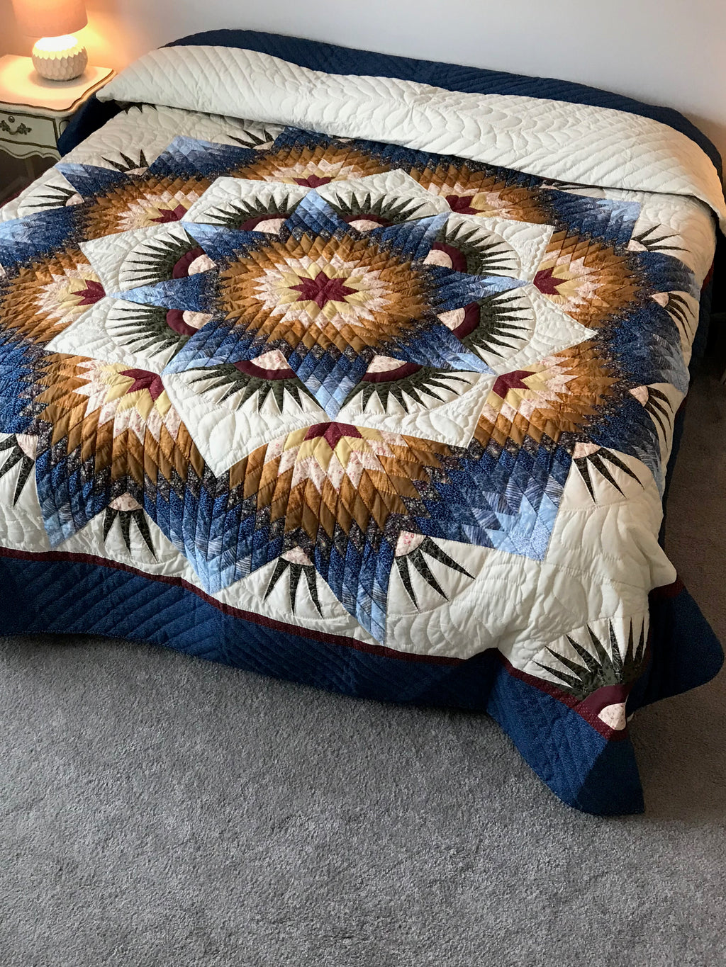 Broken Twinkling Star Amish Patchwork Quilt 99x113. V132.HMA