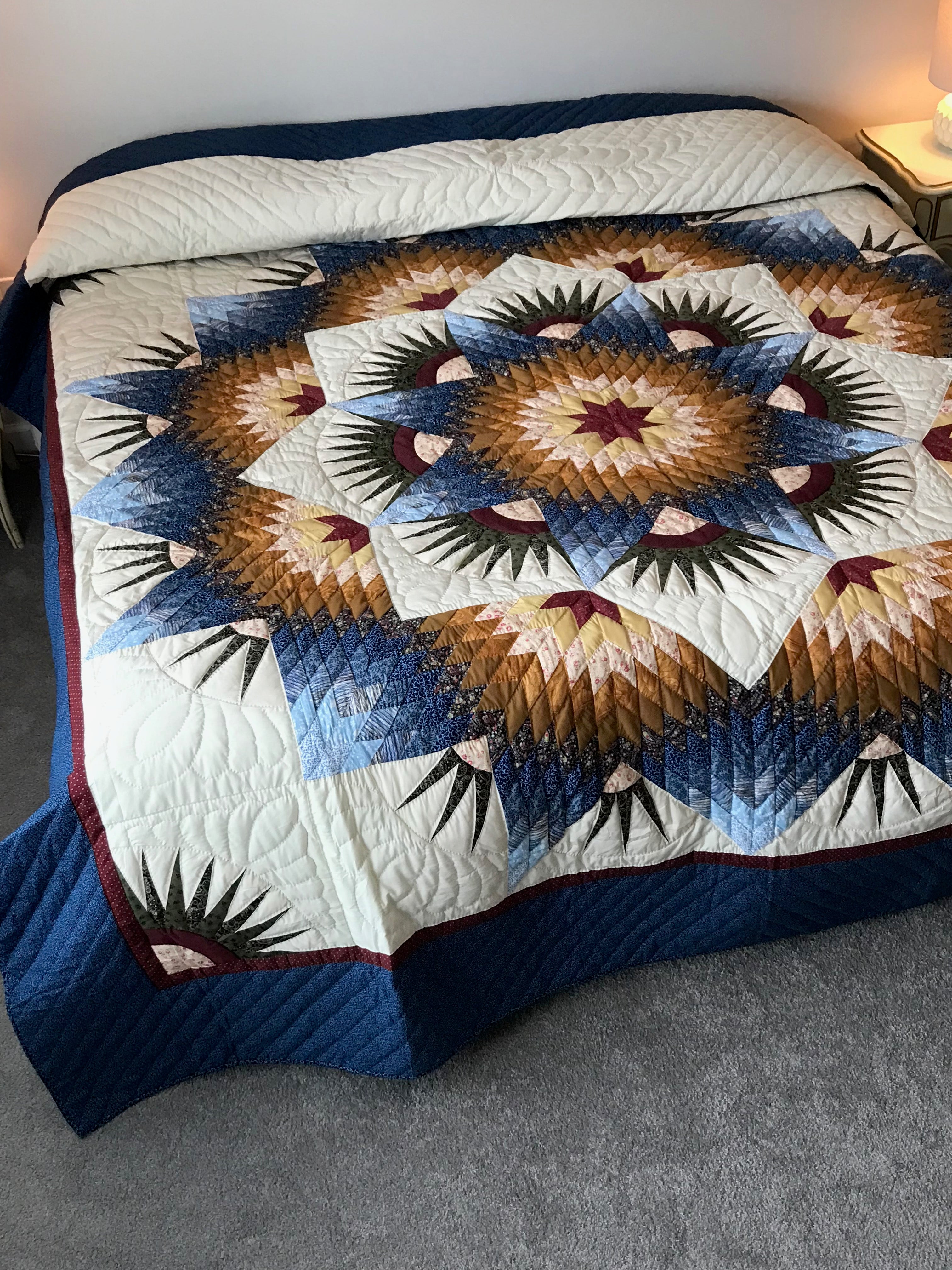 Broken Twinkling Star Amish Patchwork Quilt 99x113. V132.HMA