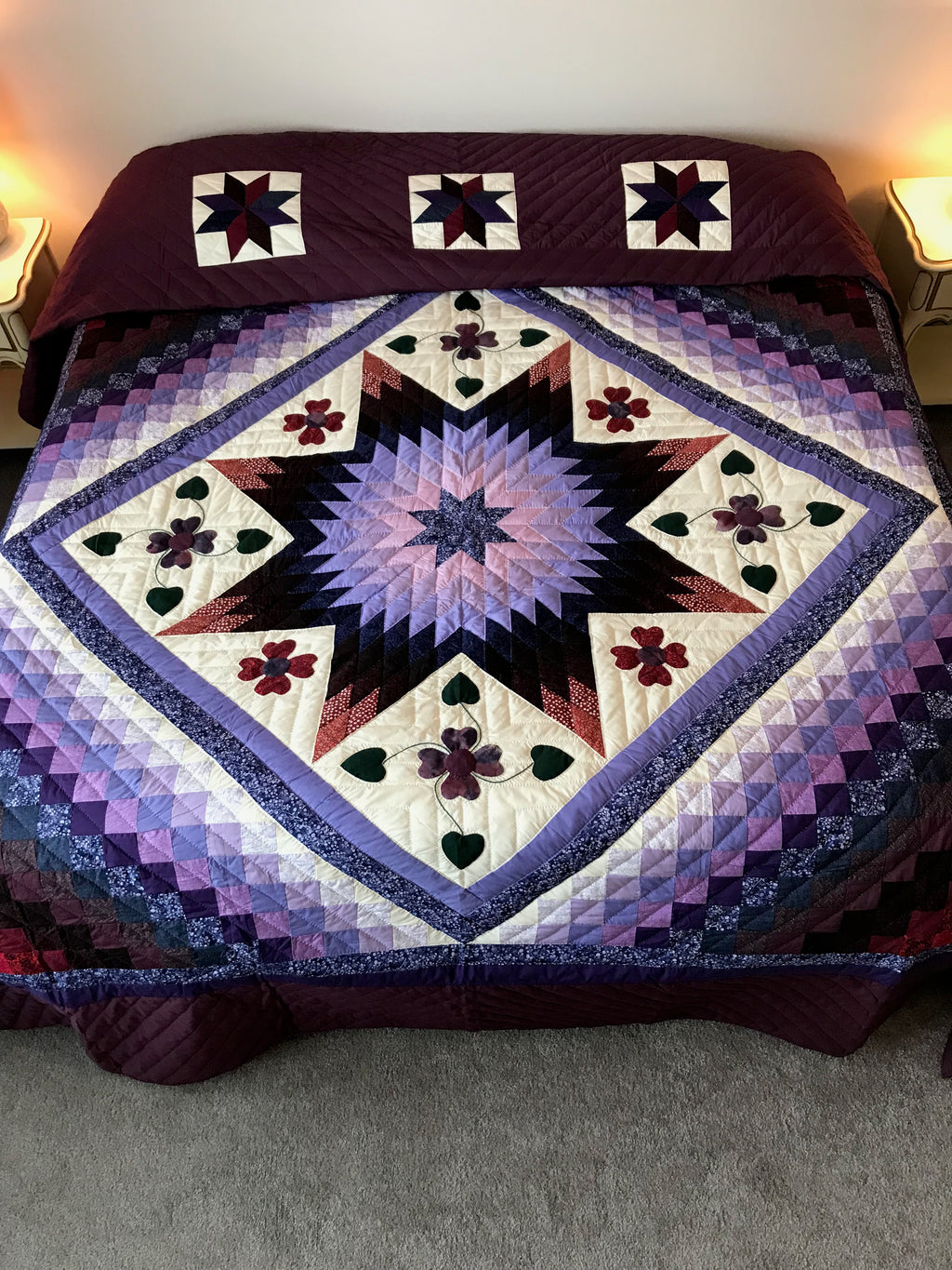 Trip Around the Star Large Amish Quilt 109x118. V134.HMA