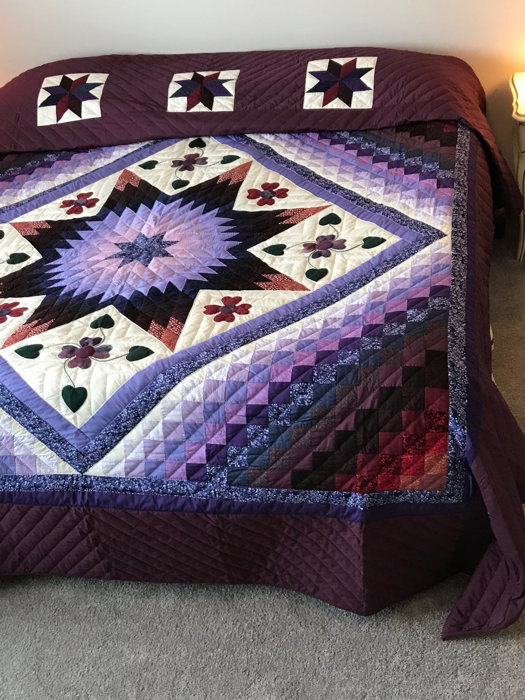 Trip Around the Star Large Amish Quilt 109x118. V134.HMA