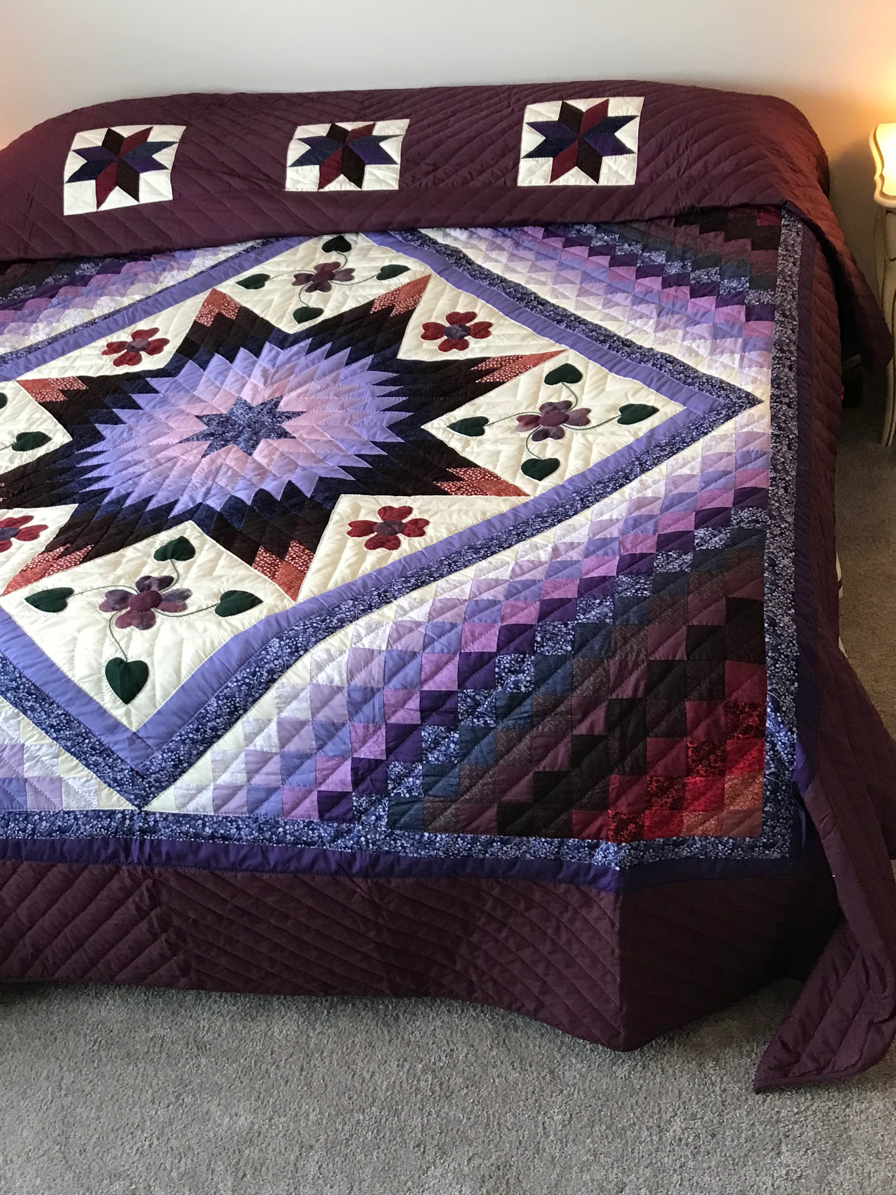 Trip Around the Star Large Amish Quilt 109x118. V134.HMA
