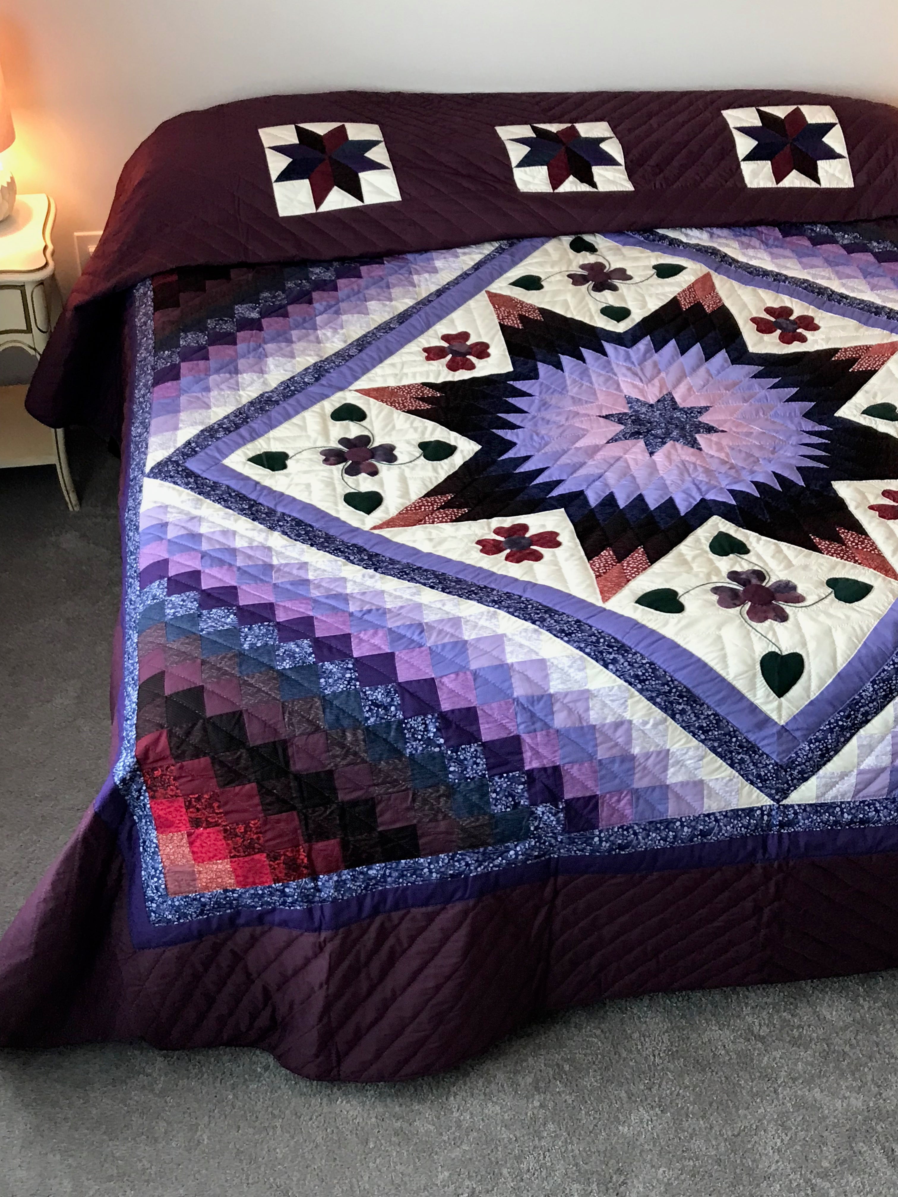 Trip Around the Star Large Amish Quilt 109x118. V134.HMA