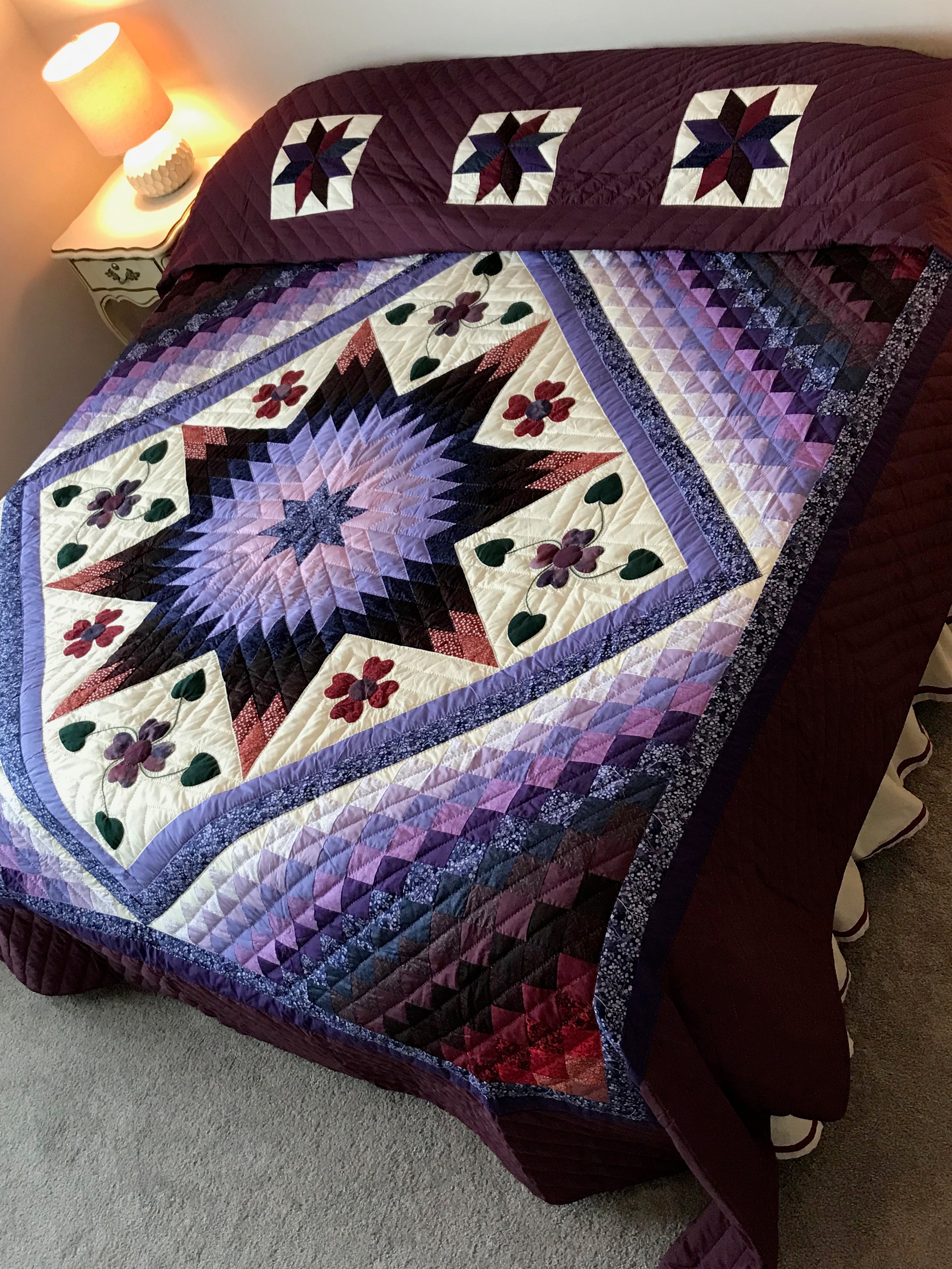 Trip Around the Star Large Amish Quilt 109x118. V134.HMA