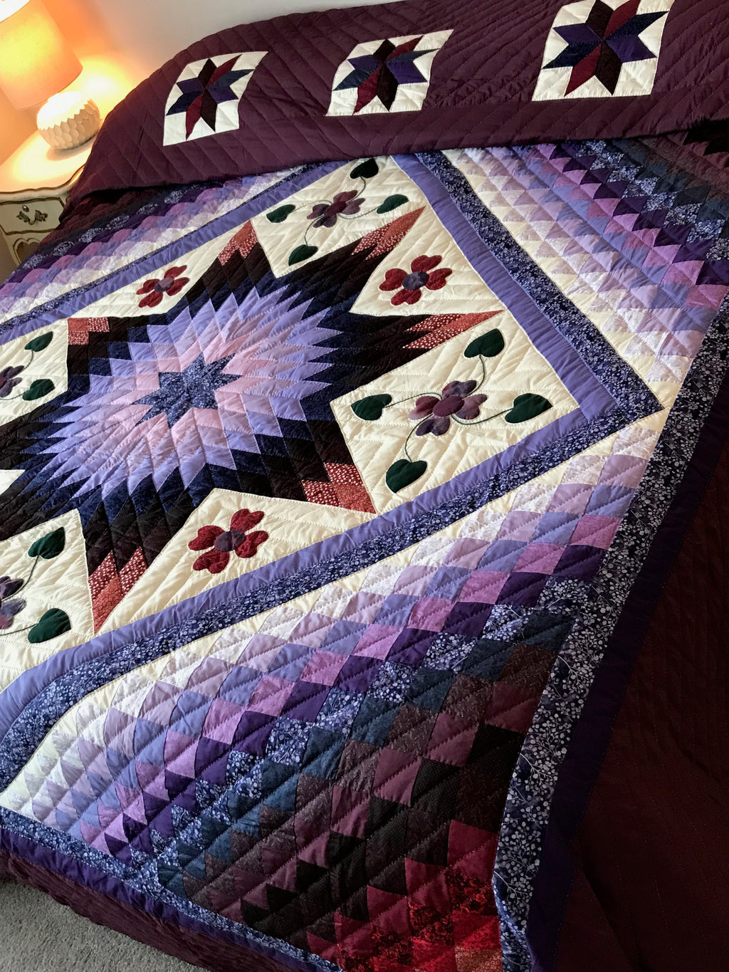 Trip Around the Star Large Amish Quilt 109x118. V134.HMA
