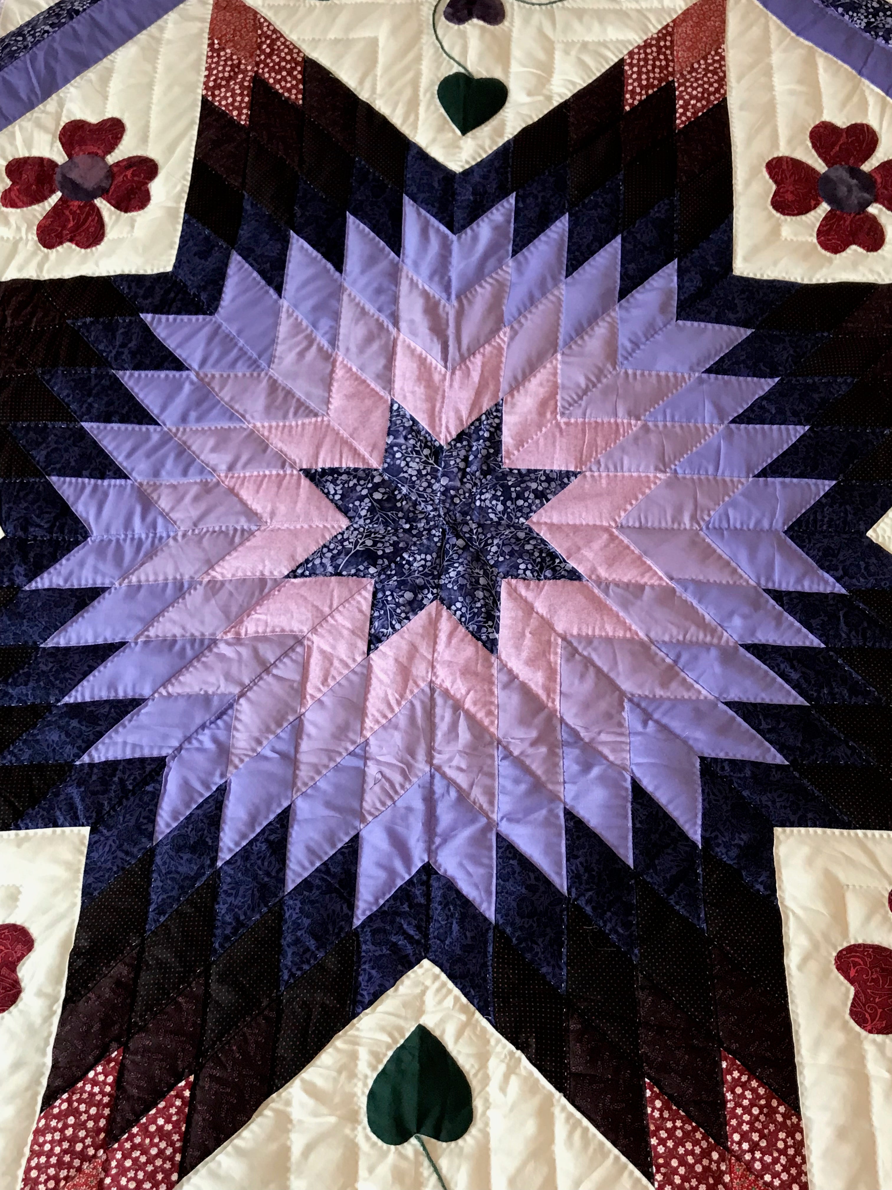 Trip Around the Star Large Amish Quilt 109x118. V134.HMA