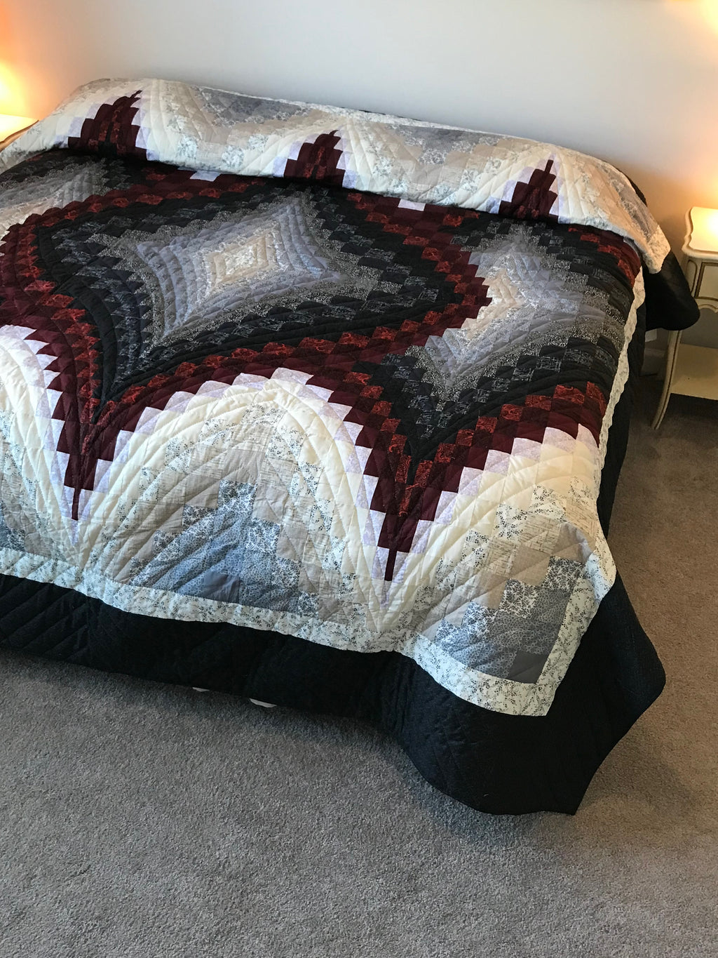 Diamond Reflection Bargello Amish Quilt 101x115. V135.HMA