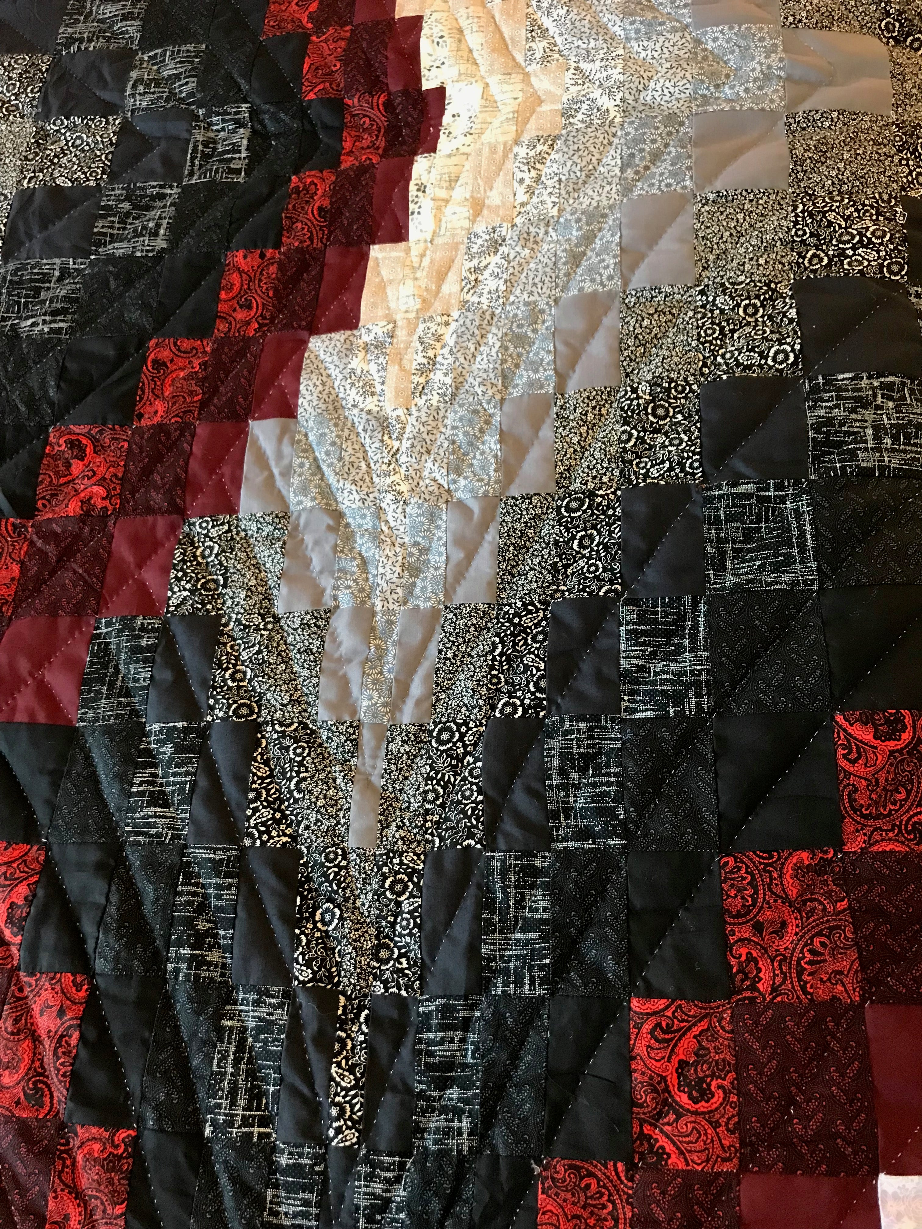 Diamond Reflection Bargello Amish Quilt 101x115. V135.HMA