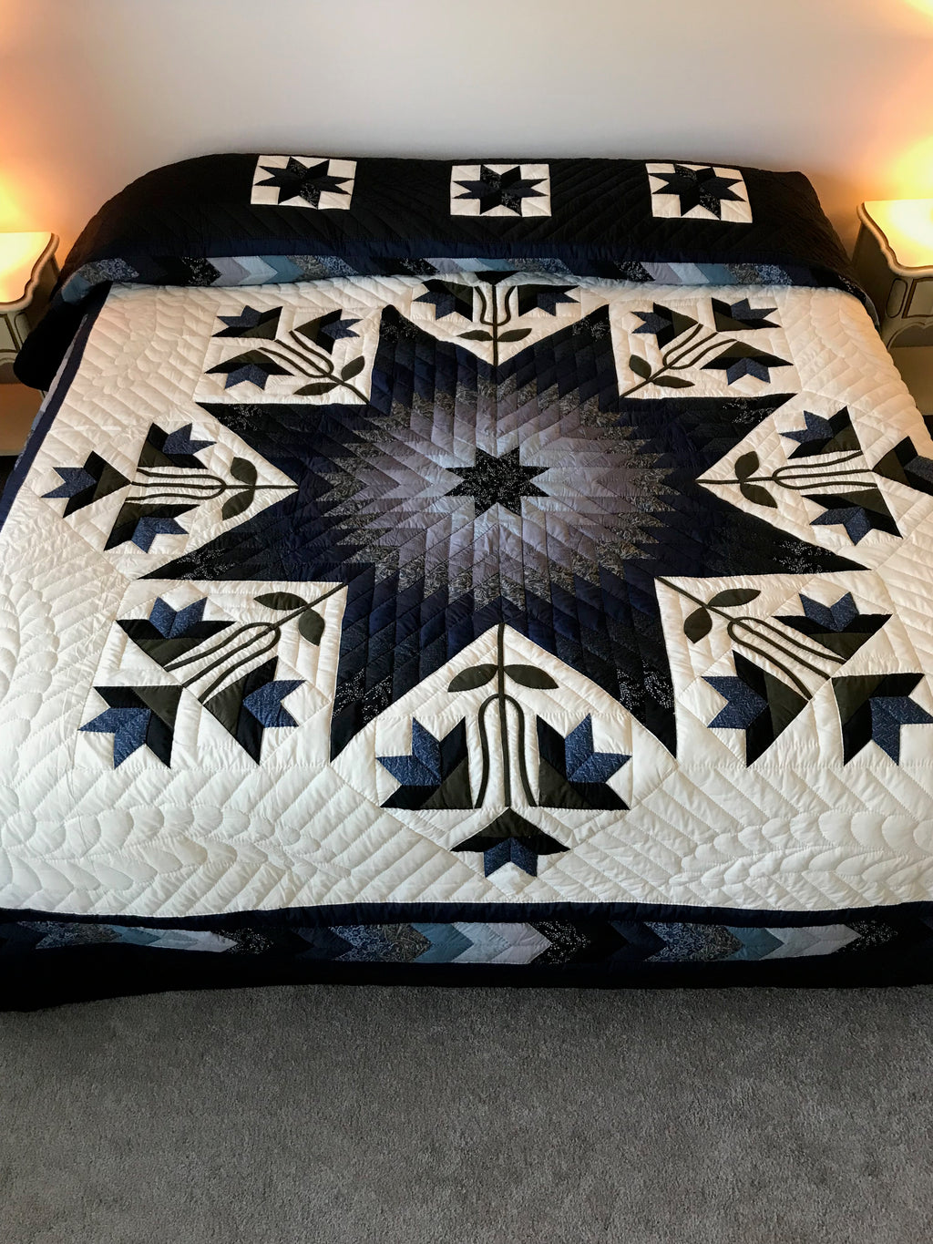 Improved Lone Star Amish Quilt 106x117. V136.HMA