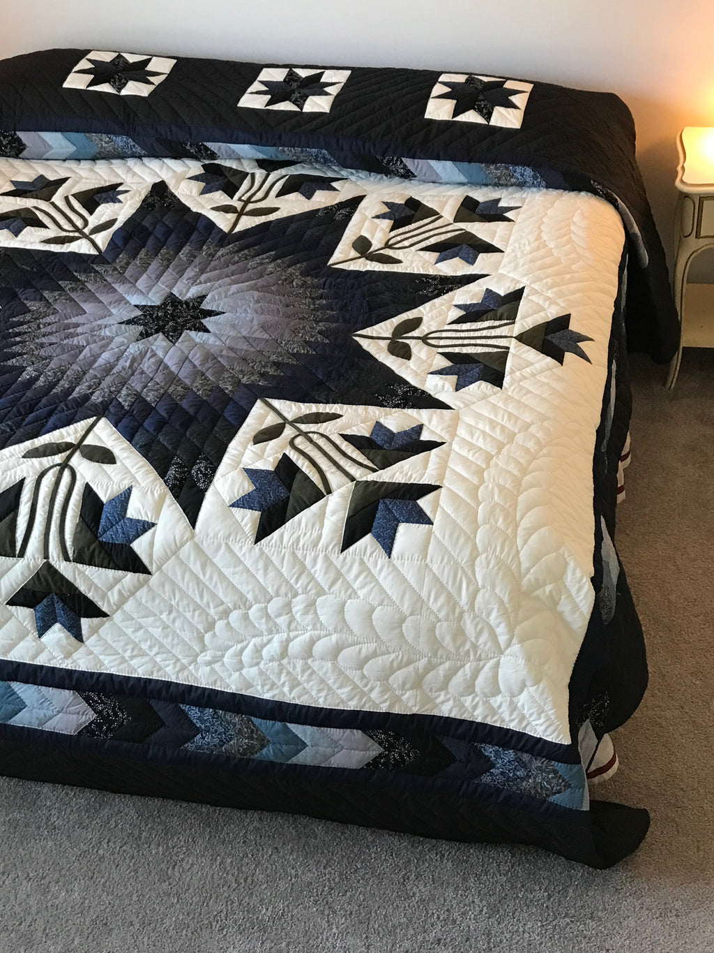 Improved Lone Star Amish Quilt 106x117. V136.HMA
