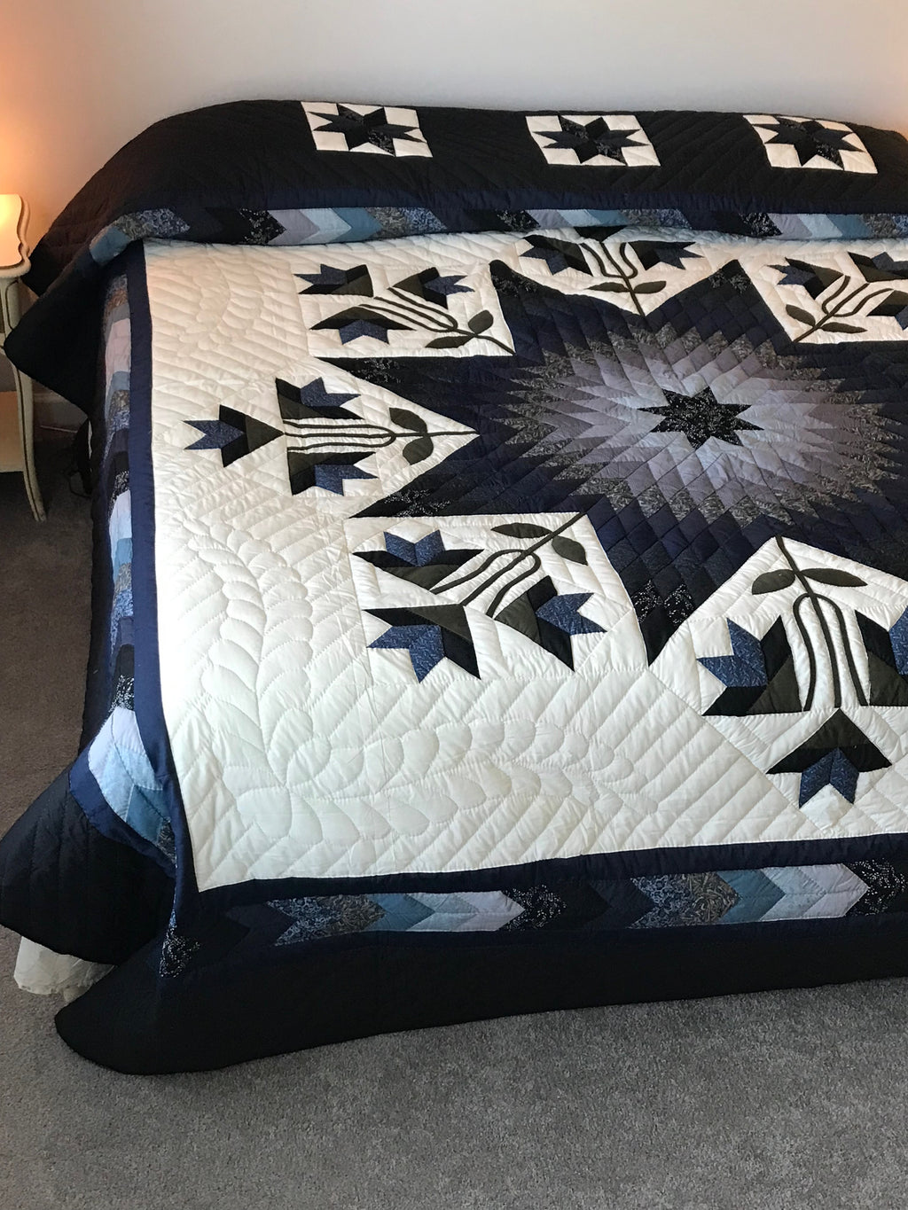 Improved Lone Star Amish Quilt 106x117. V136.HMA