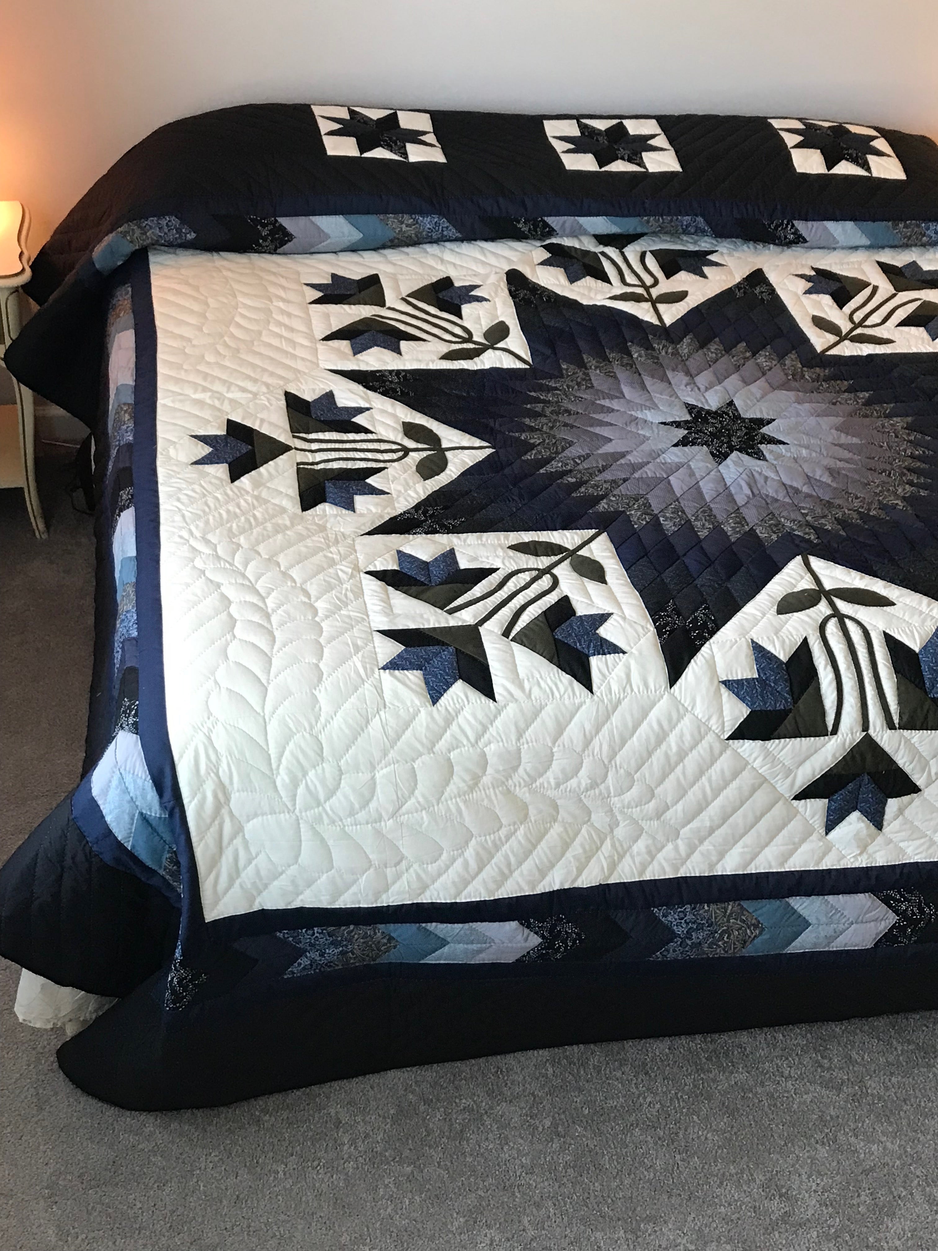 Improved Lone Star Amish Quilt 106x117. V136.HMA