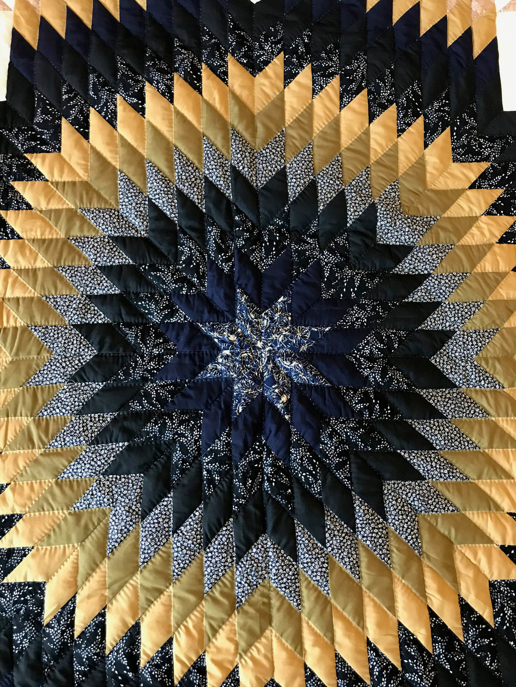 Stunning Lone Star in Stars Patchwork Amish Quilt 107x114. V138.HMA