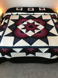 Rising Evening Star King Amish Quilt 106x118. V139.HMA