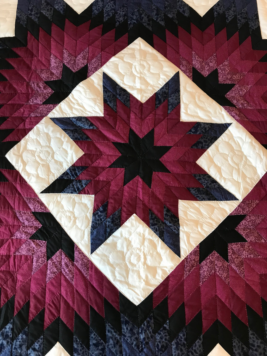 Rising Evening Star King Amish Quilt 106x118. V139.HMA