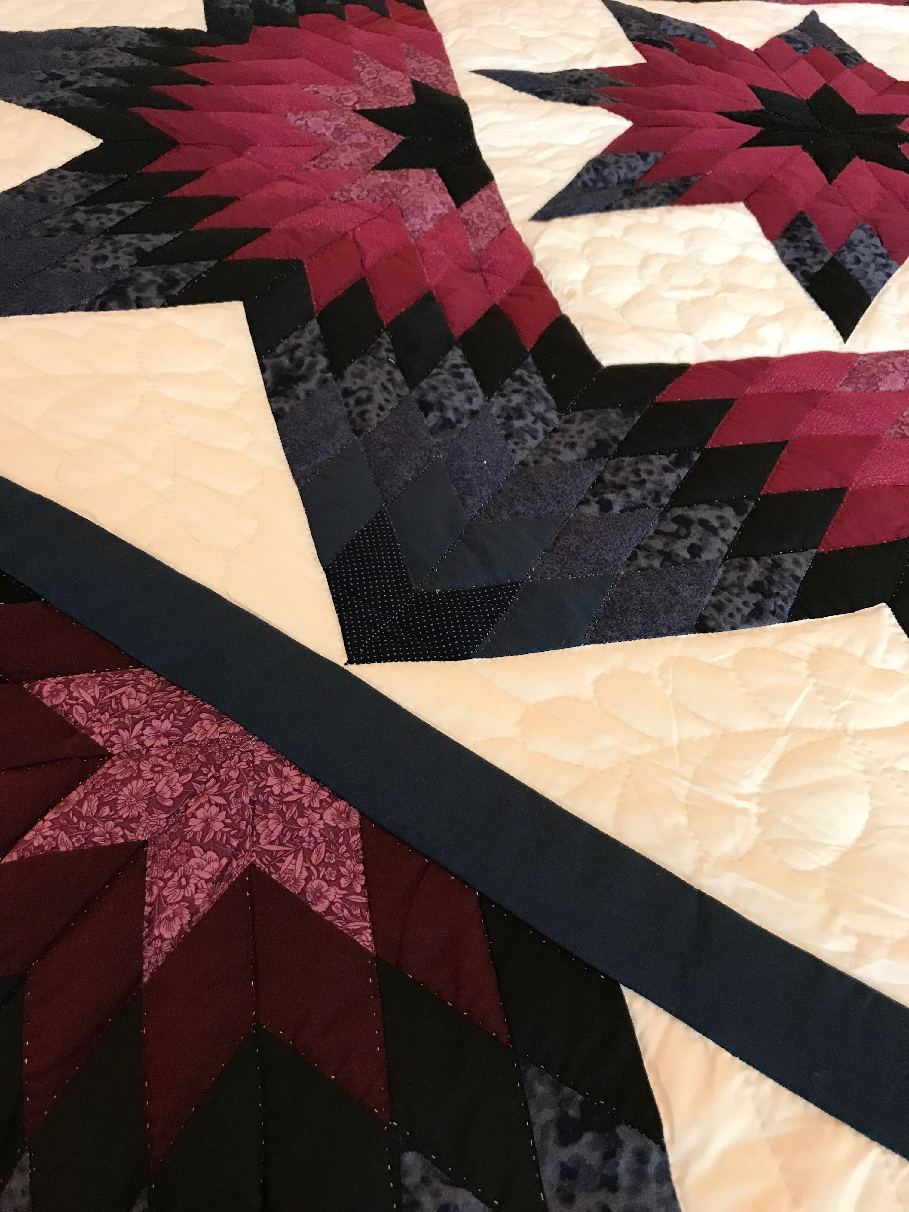 Rising Evening Star King Amish Quilt 106x118. V139.HMA
