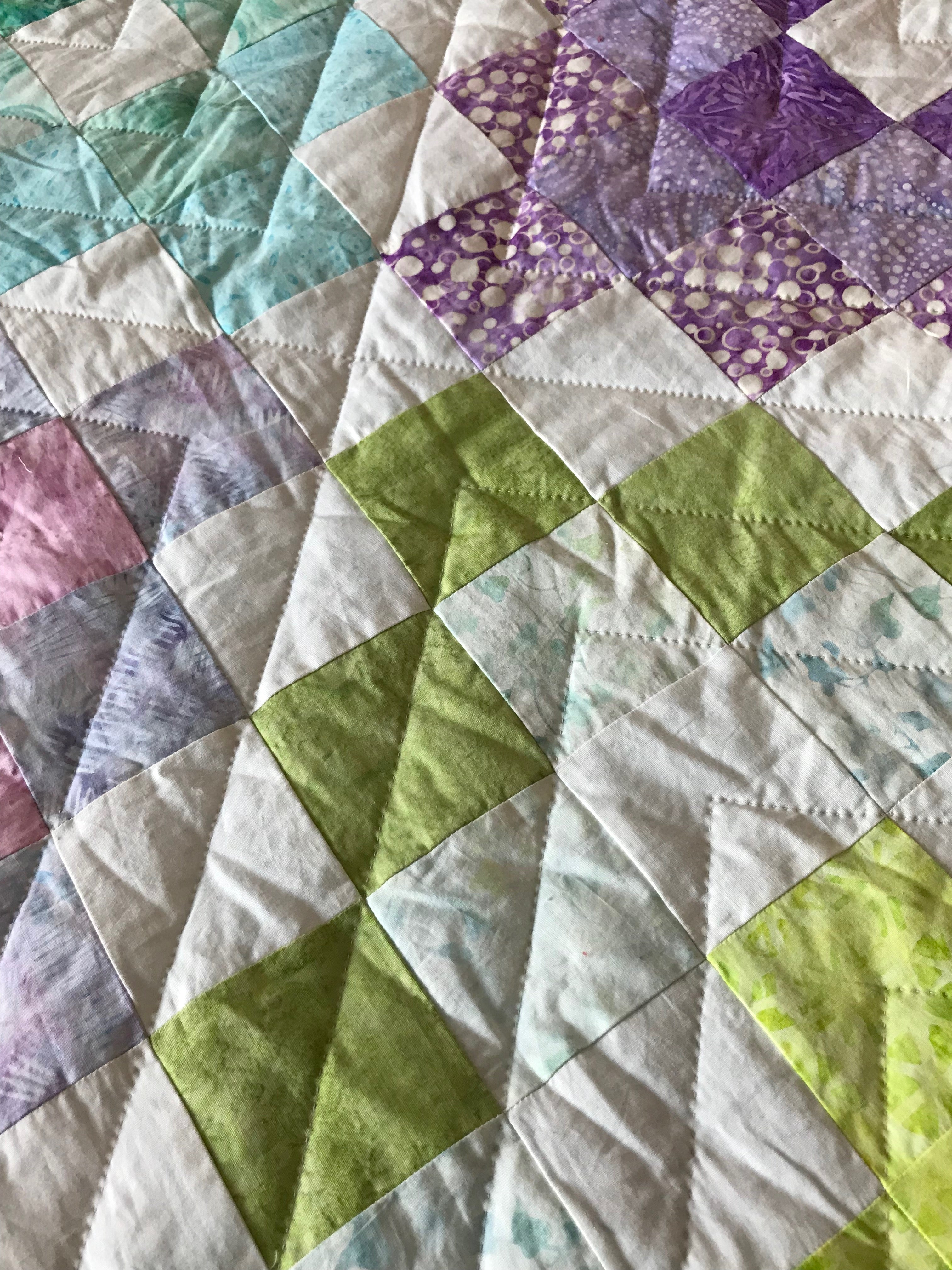Granny Squares Patchwork Large Amish Quilt 117x120. V144.HMA