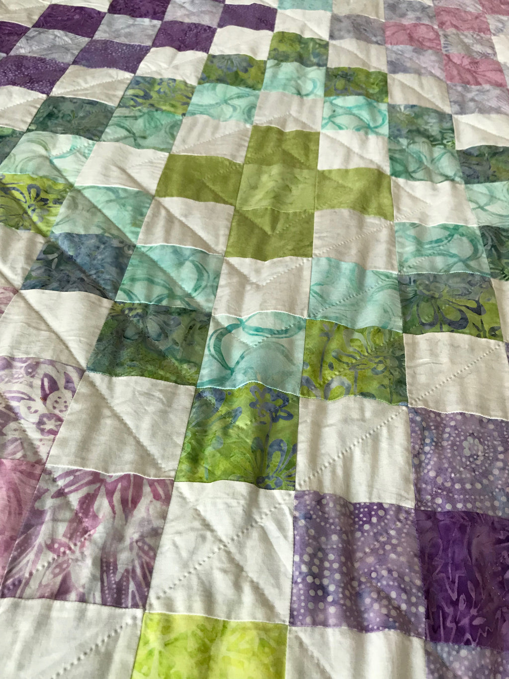 Granny Squares Patchwork Large Amish Quilt 117x120. V144.HMA