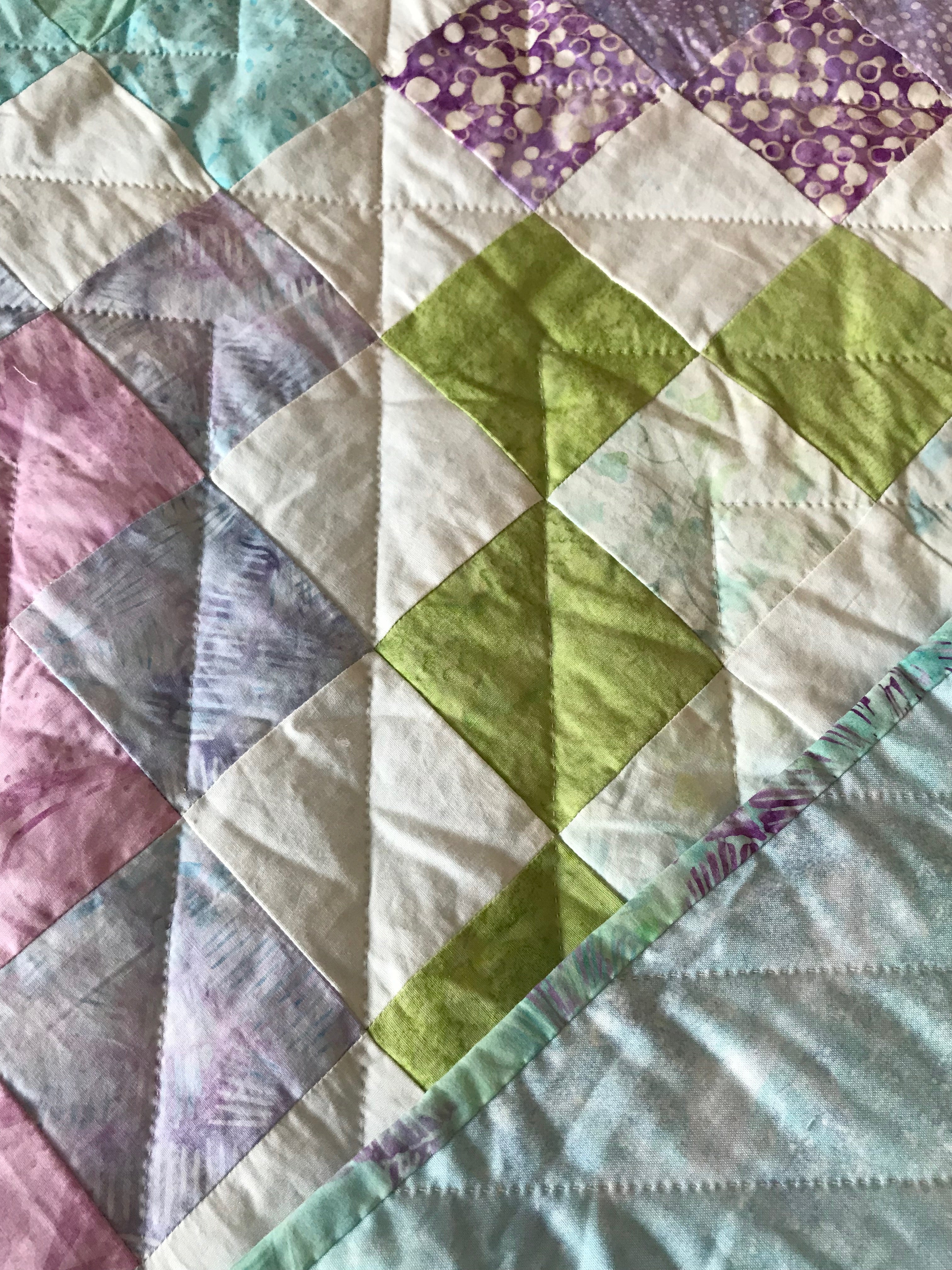 Granny Squares Patchwork Large Amish Quilt 117x120. V144.HMA