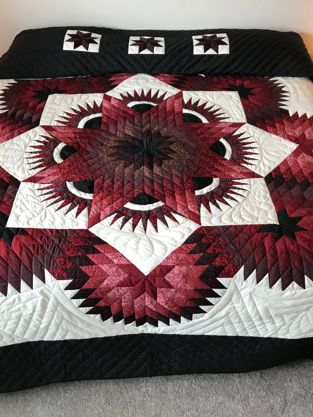 Twinkling Diamond Star Patchwork Quilt 104x117. V145.HMA