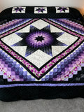 Trip Around Lone Star Large Patchwork Amish Quilt 110x119. V147.HMA