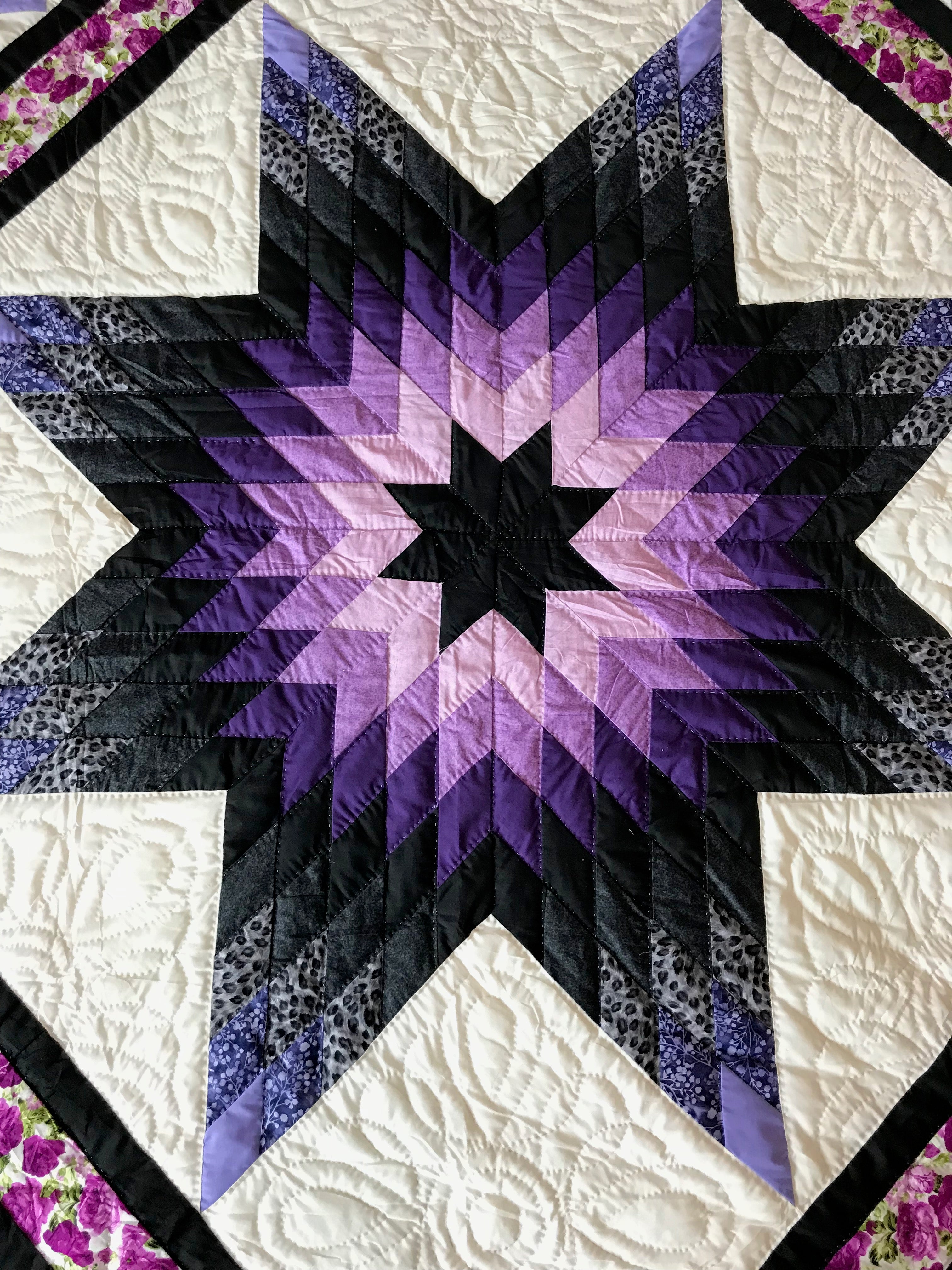 Trip Around Lone Star Large Patchwork Amish Quilt 110x119. V147.HMA
