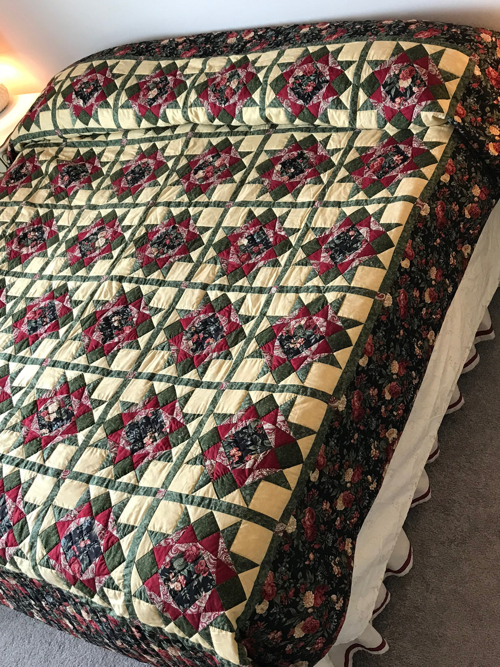 Grandmas Patchwork Starry Stars Amish Quilt 97x110