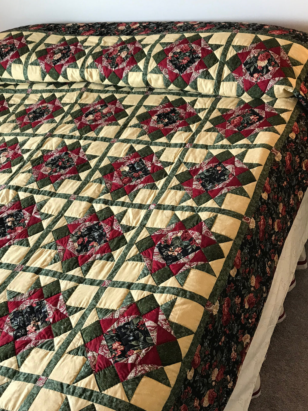 Grandmas Patchwork Starry Stars Amish Quilt 97x110