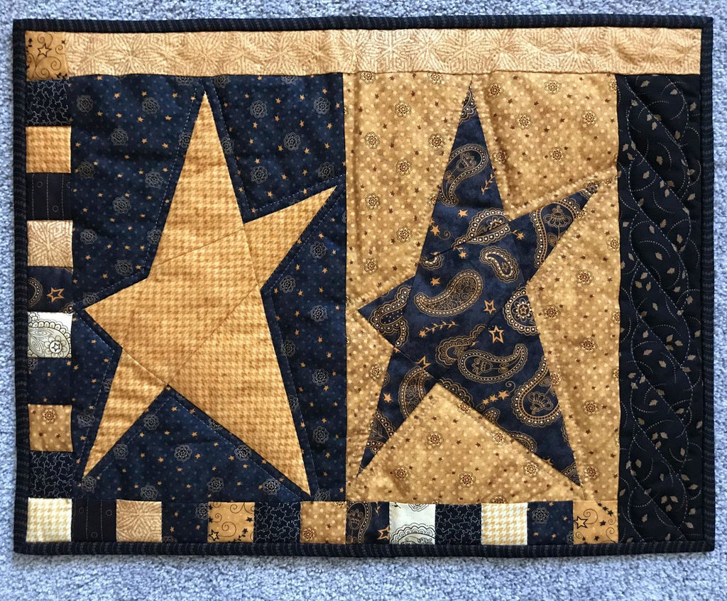 Country Primitive Star Hand Quilted Quilt Wall Hanging